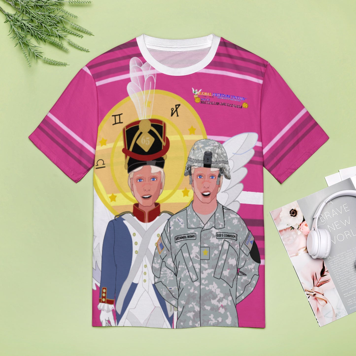 Women´s T-shirt  Global Freedom United© Archangel Michael In Latin V3 Pink2