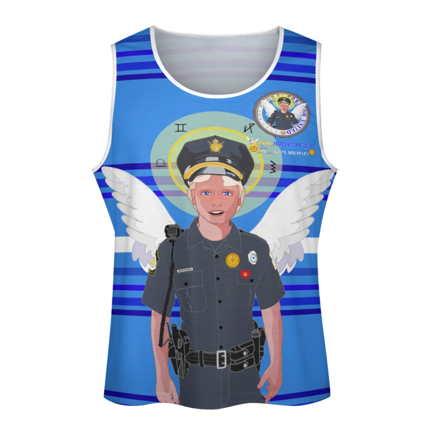 Bodybuilder Vest GLOBAL FREEDOM UNITED© Archangel Michael As Policemen Deep Blue