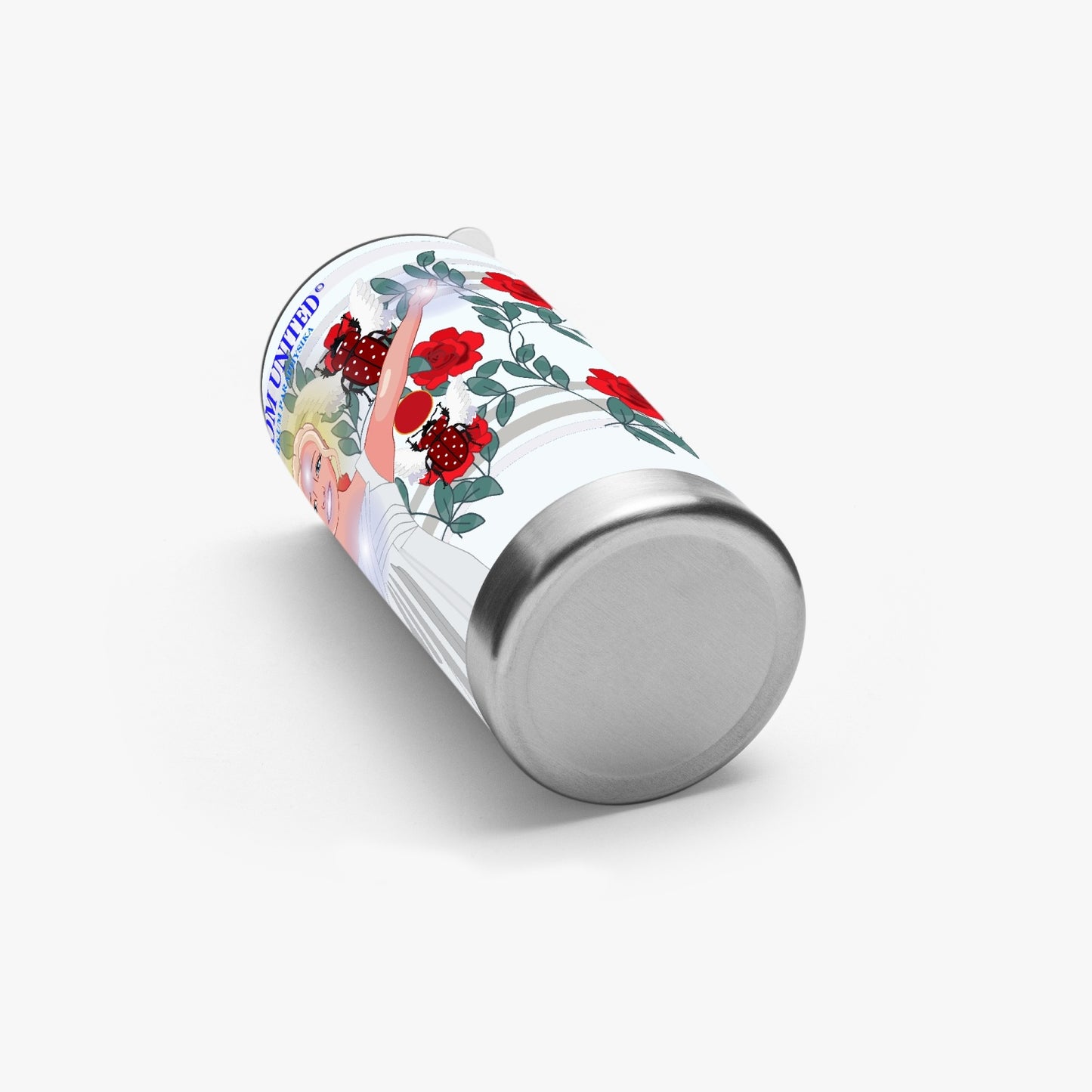 Tumbler GLOBAL FREEDOM UNITED© UNIVERSIKUM PARAPHYSIKA SPIRITUEL RED ROSES with Skarabeus Beetle