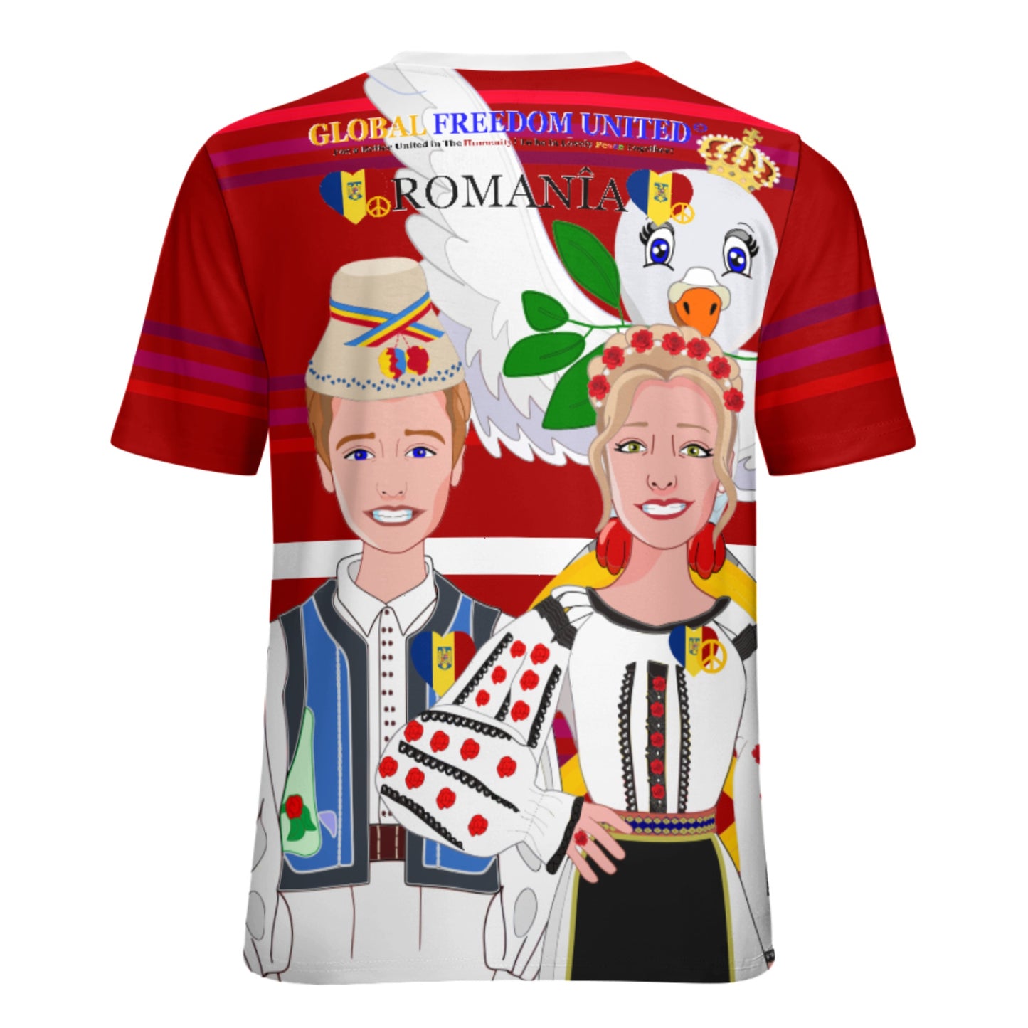 Women´s T-shirt GLOBAL FREEDOM UNITED© Couple Romania Red