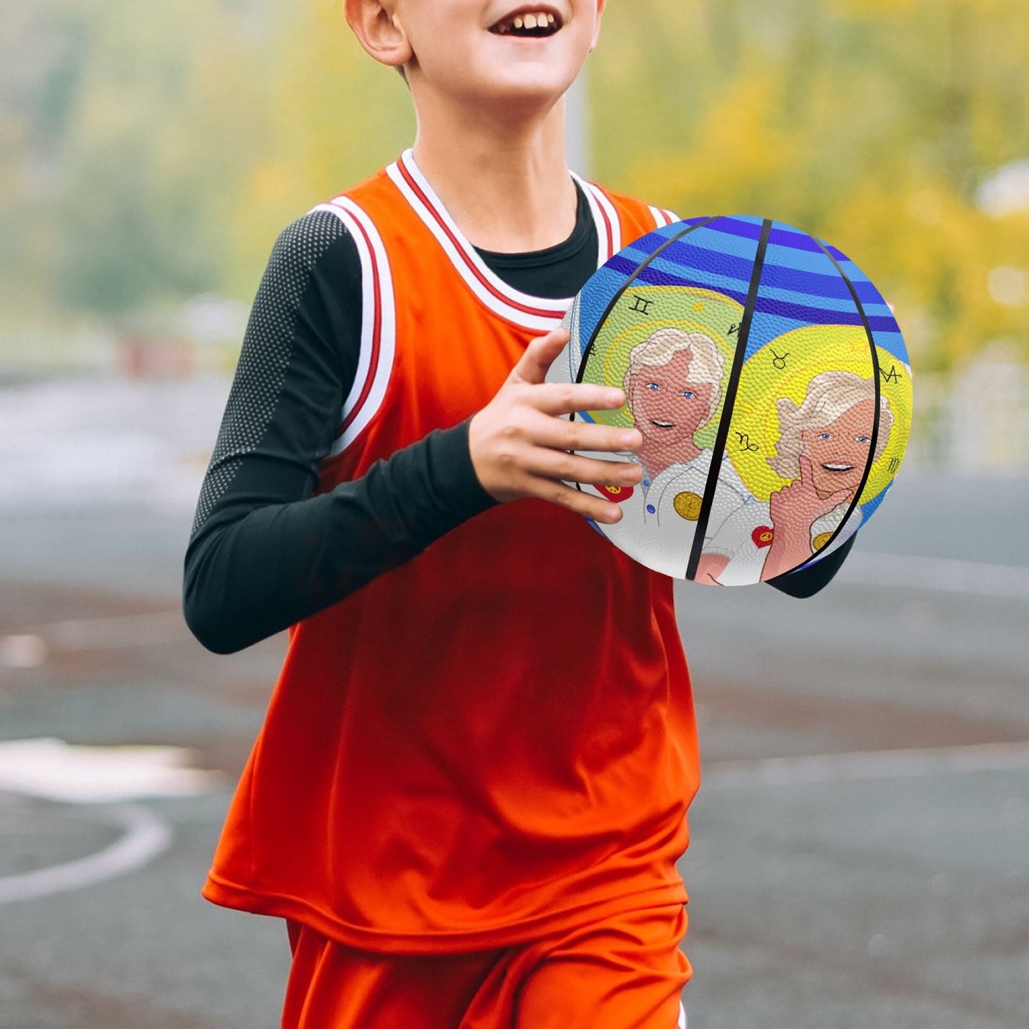 Basketball - Eight - Panel Printed GLOBAL FREEDOM UNITED© 4 ARCHANGELS DEEP BLUE