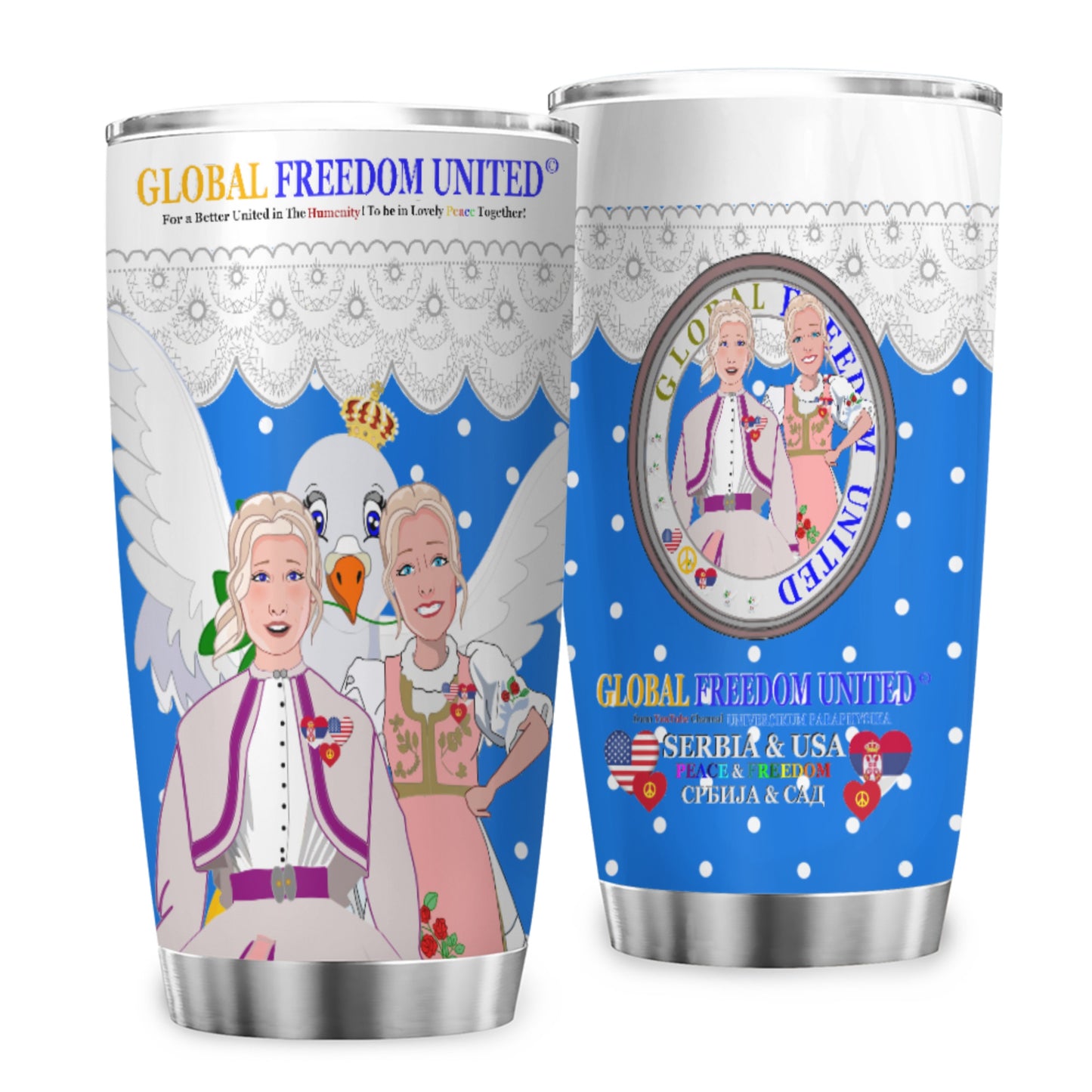 Tumbler 2 GLOBAL FREEDOM UNITED© Women Serbia & USA Blue