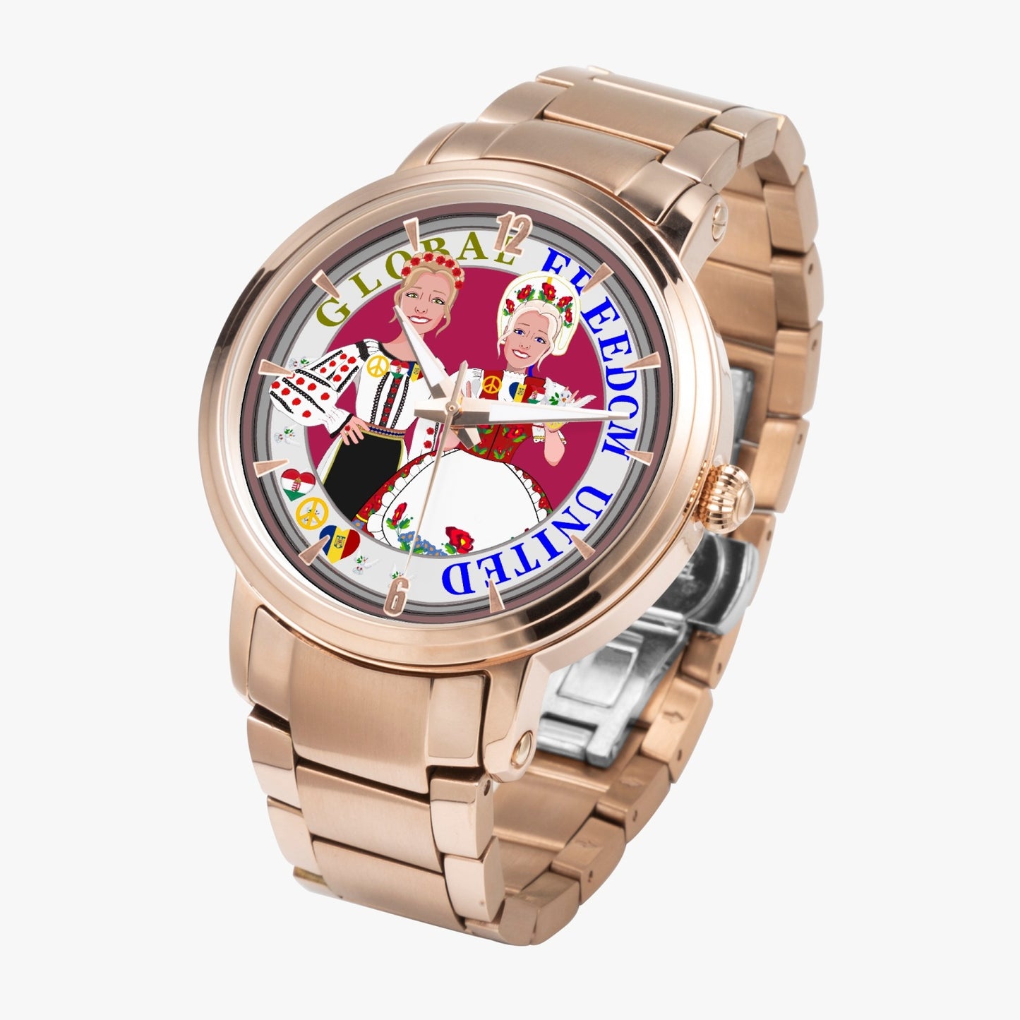 New Steel Strap Automatic Watch (With Indicators) GLOBAL FREEDOM UNITED ROMANIA & HUNGARY