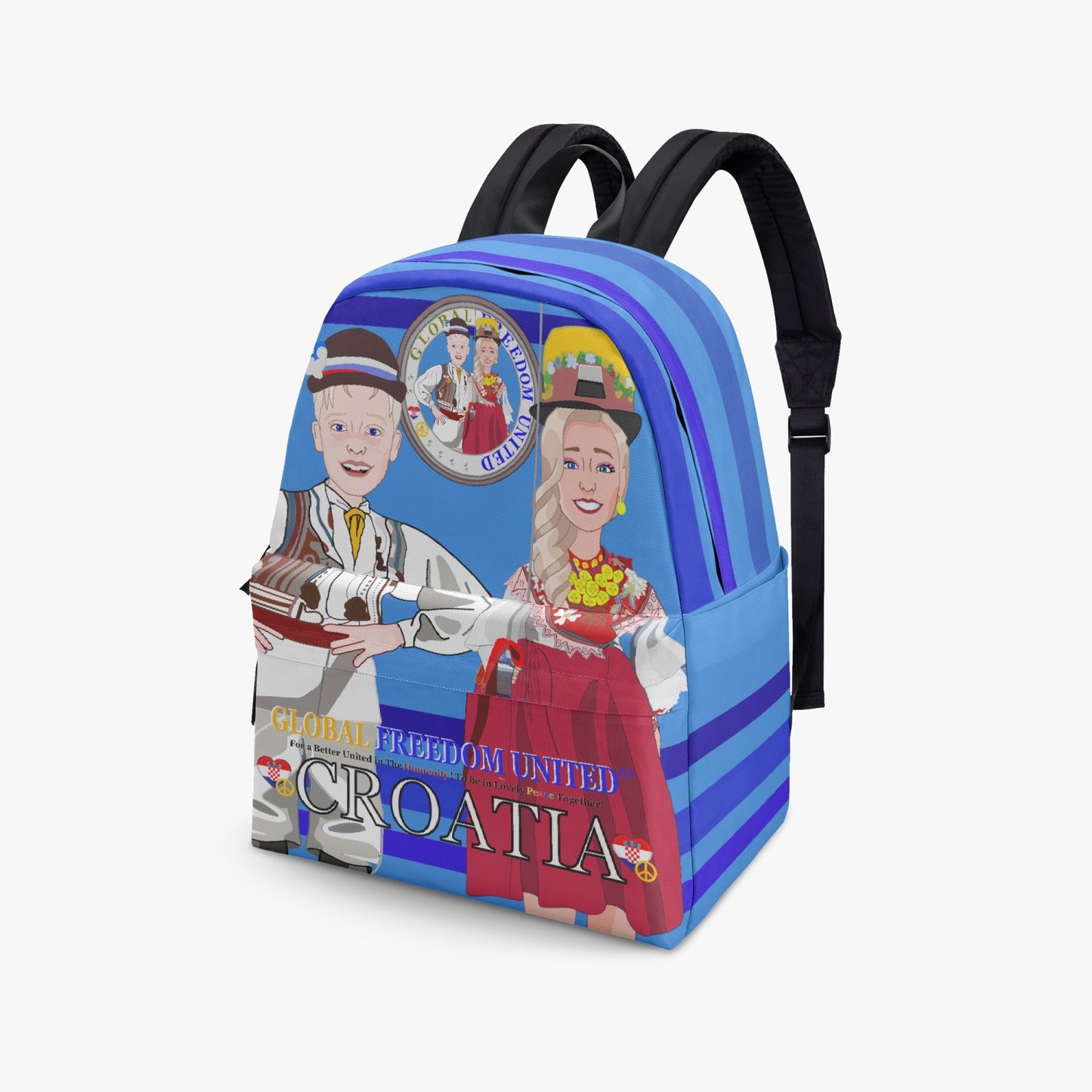 GLOBAL FREEDOM UNITED© COUPLE CROATIA Deep Blue - All-over-print Canvas Backpack