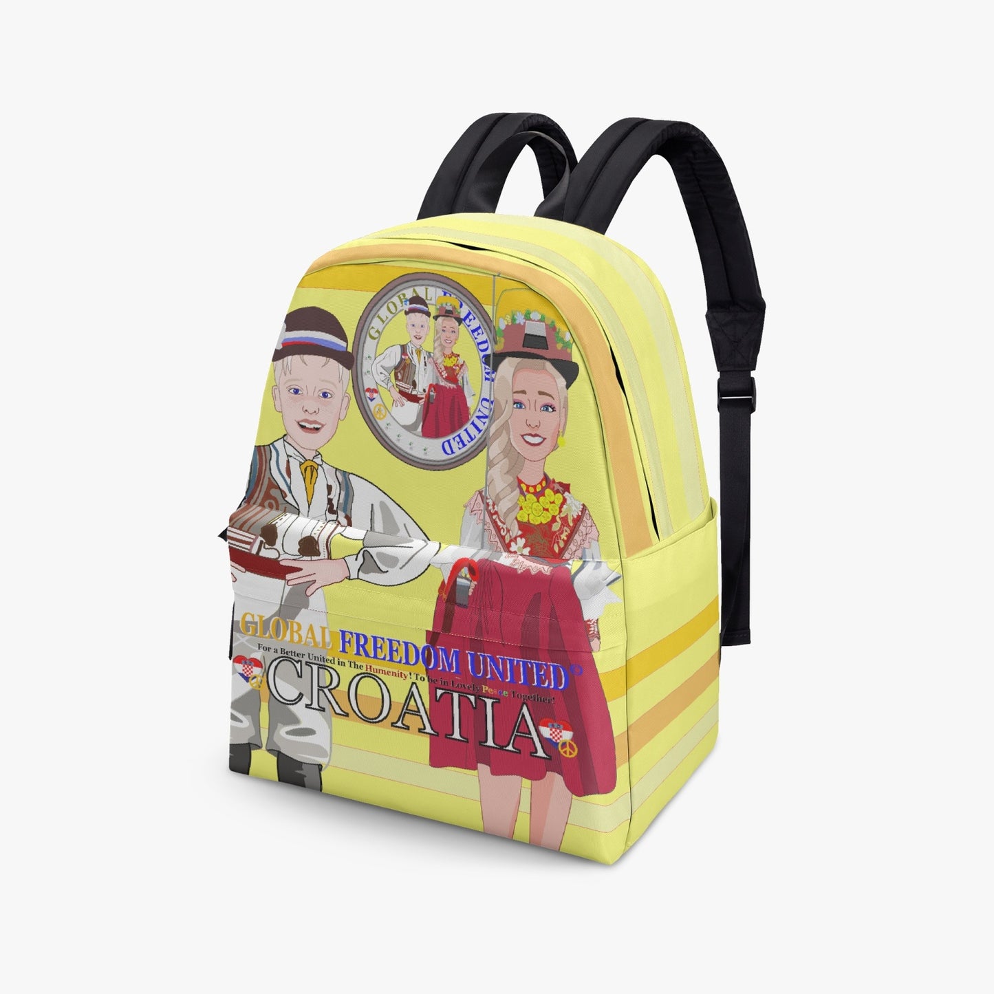 GLOBAL FREEDOM UNITED© COUPLE CROATIA Yellow - All-over-print Canvas Backpack