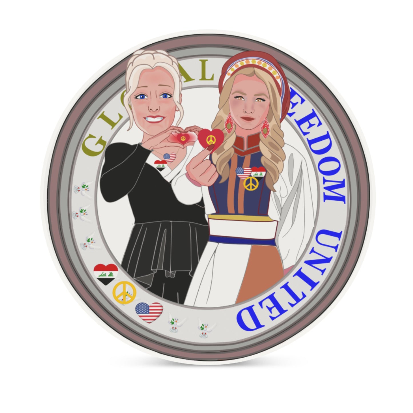 Ceramic Coaster GLOBAL FREEDOM UNITED© Women Iraq & USA