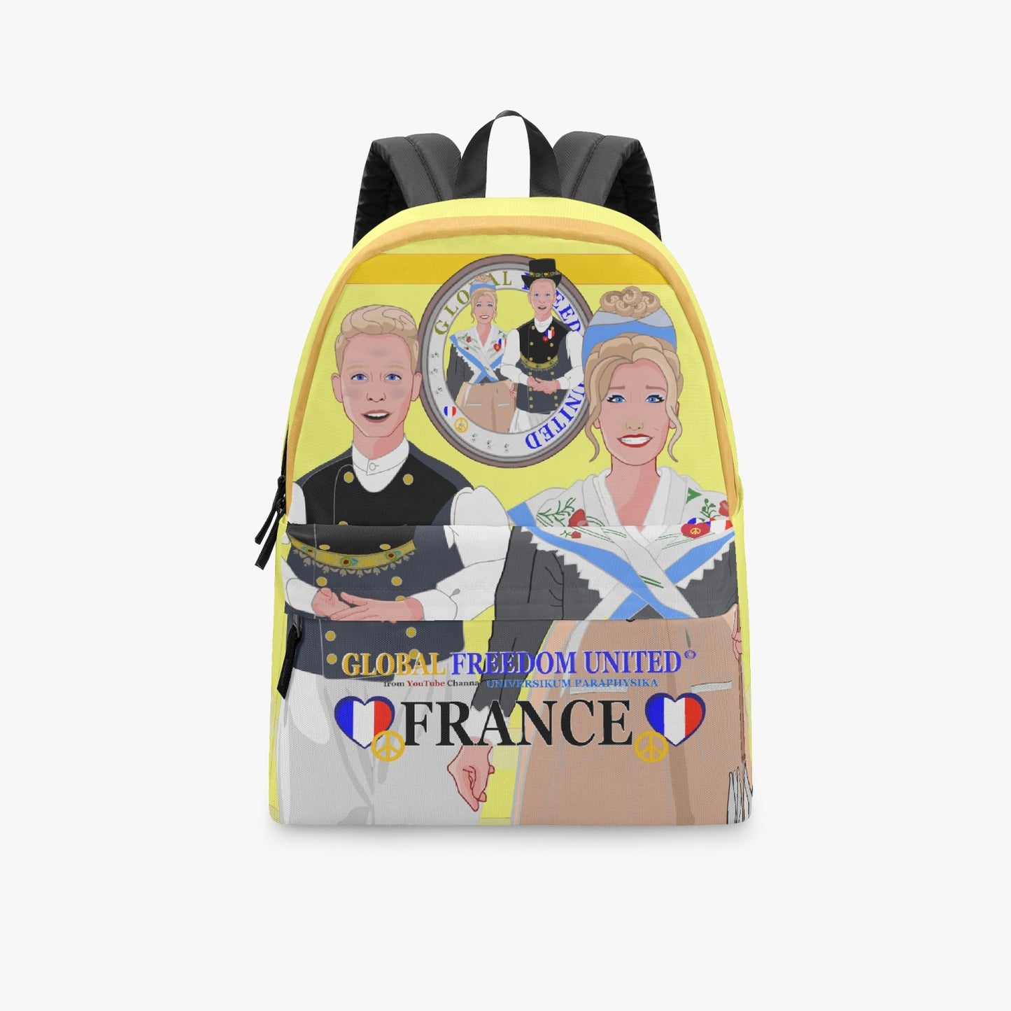 GLOBAL FREEDOM UNITED© Couple French Yellow - All-over-print Canvas Backpack