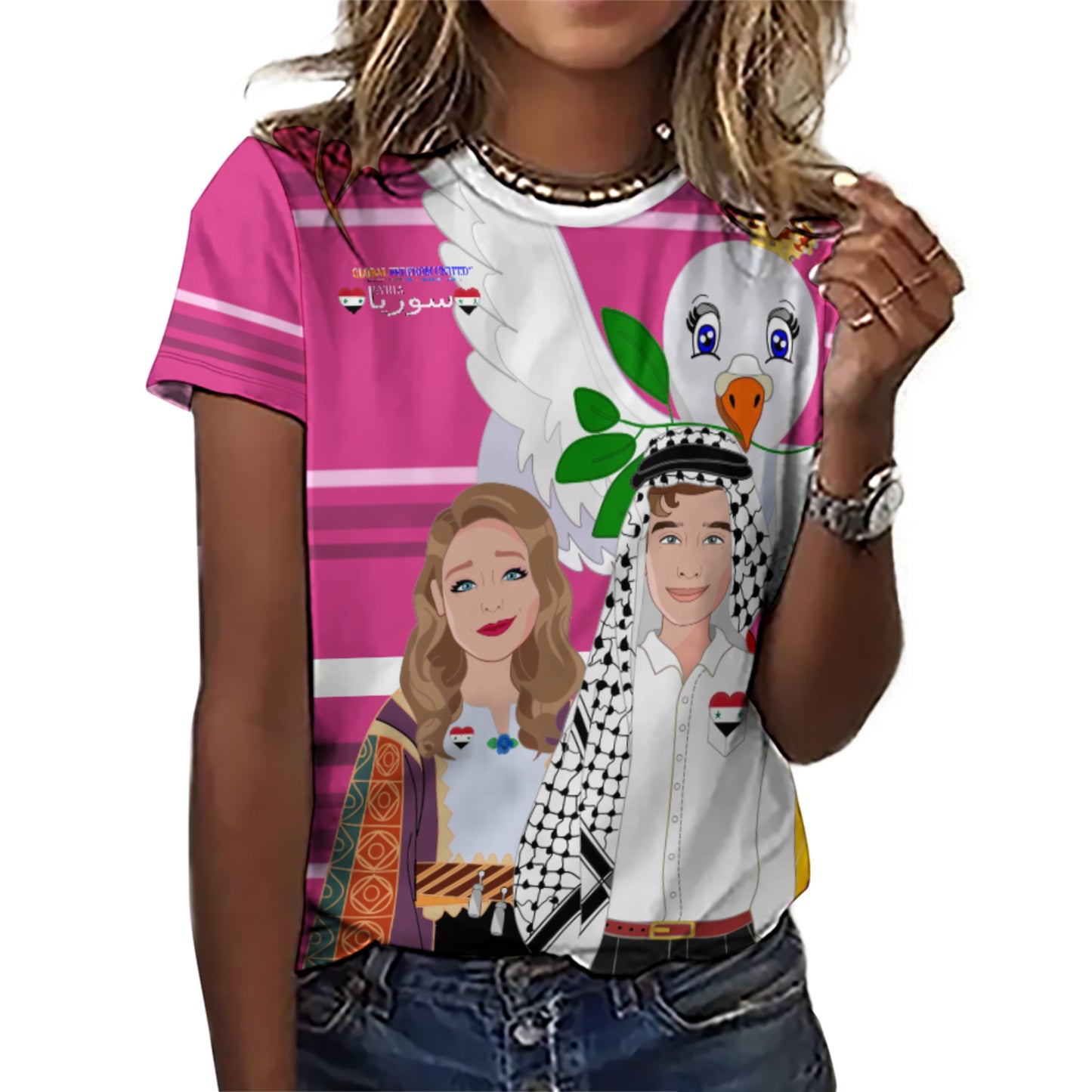 Women´s T-shirt  GLOBAL FREEDOM UNITED© Couple Syria Pink2