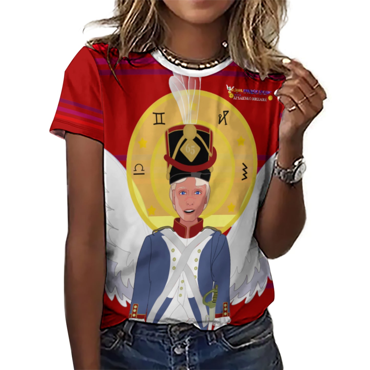 Women´s T-shirt  GLOBAL FREEDOM UNITED© Archangel Michael Serbia V3 Red