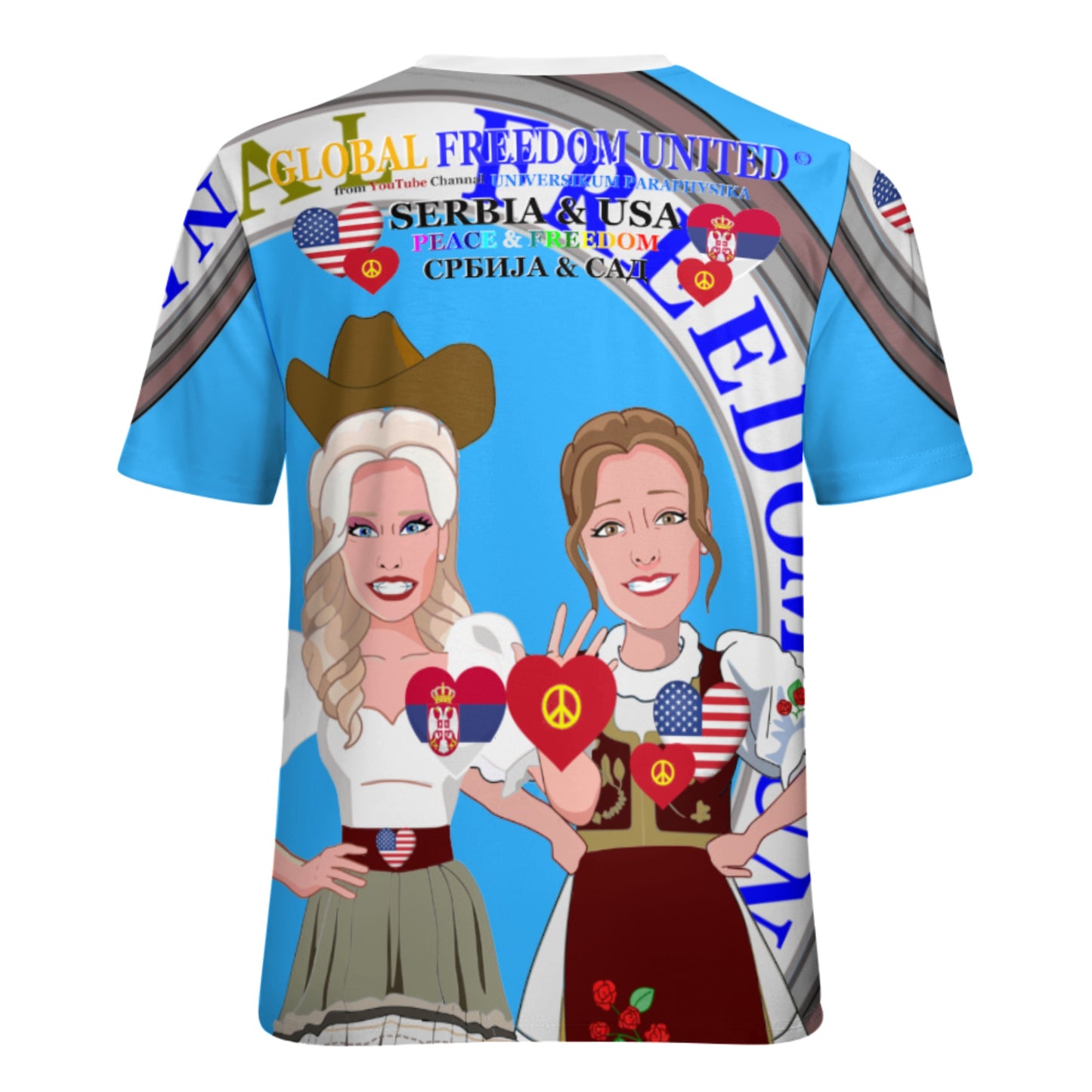 Women´s T-shirt 3 GLOBAL FREEDOM UNITED© Women Serbia & USA Blue