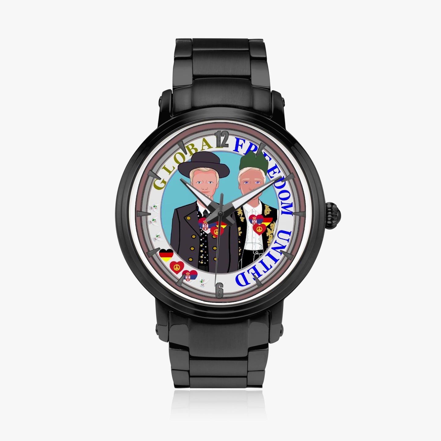 New Steel Strap Automatic Watch (With Indicators) GLOBAL FREEDOM UNITED© Men Serbia & Germany