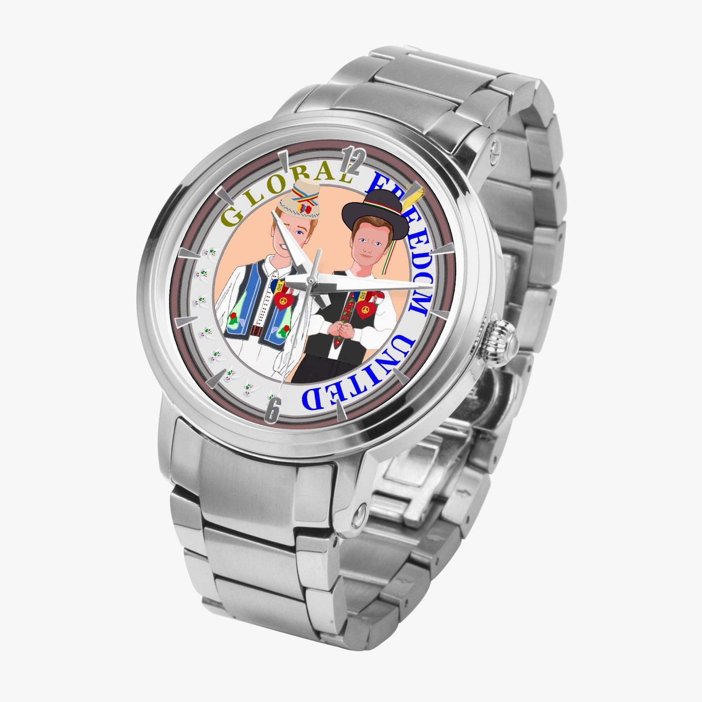 GLOBAL FREEDOM UNITED© New Steel Strap Automatic Watch (With Indicators) Men Romania & Hungary