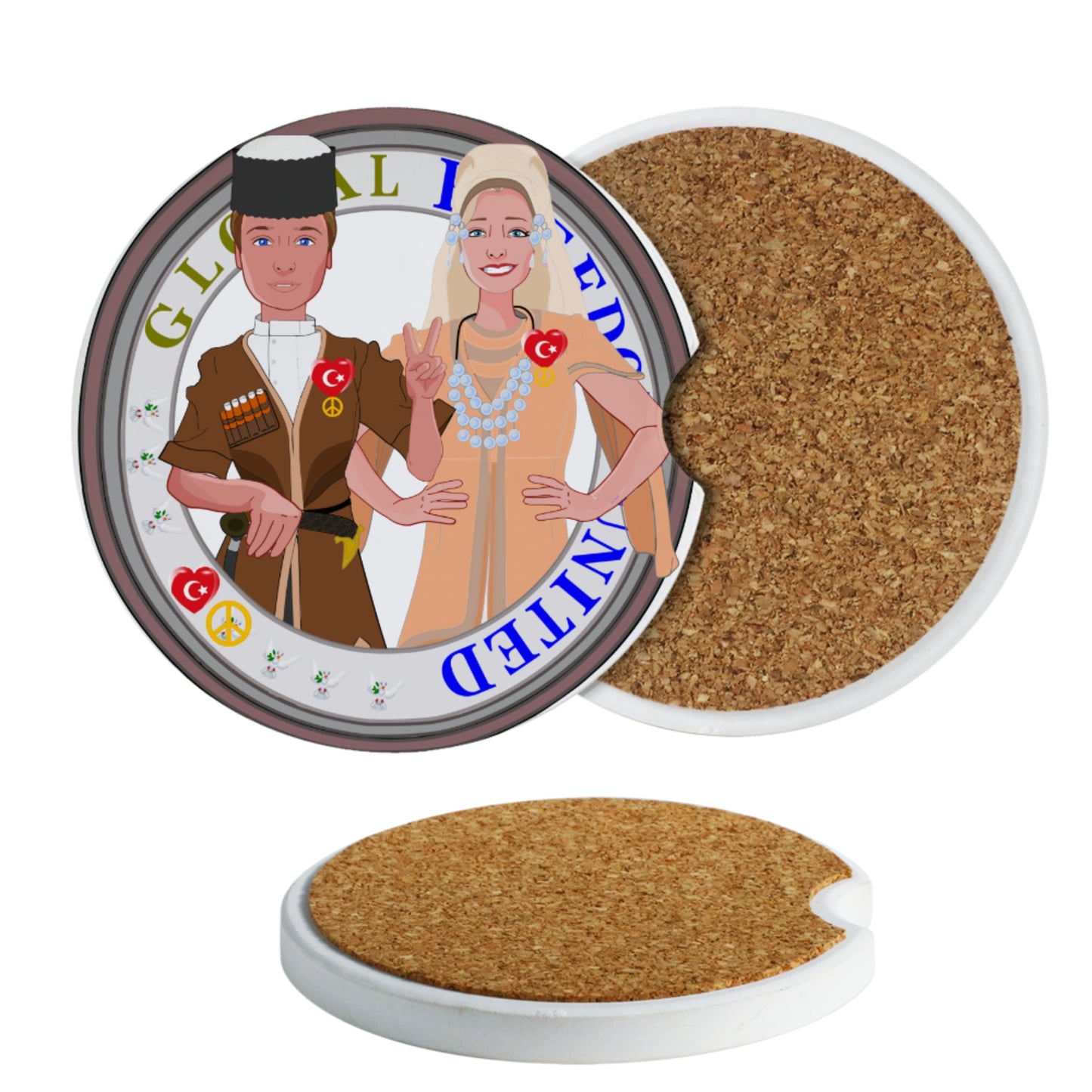 Ceramic Car Coaster GLOBAL FREEDOM UNITED© Couple Turkey