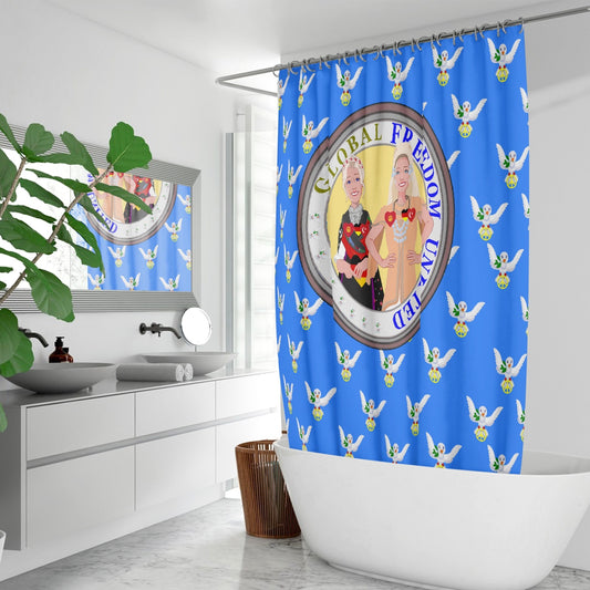 GLOBAL FREEDOM UNITED WOMEN TURKEY & GERMANY OLD PEACE BLUE Quick-drying Shower Curtain171. Quick-drying Shower Curtain