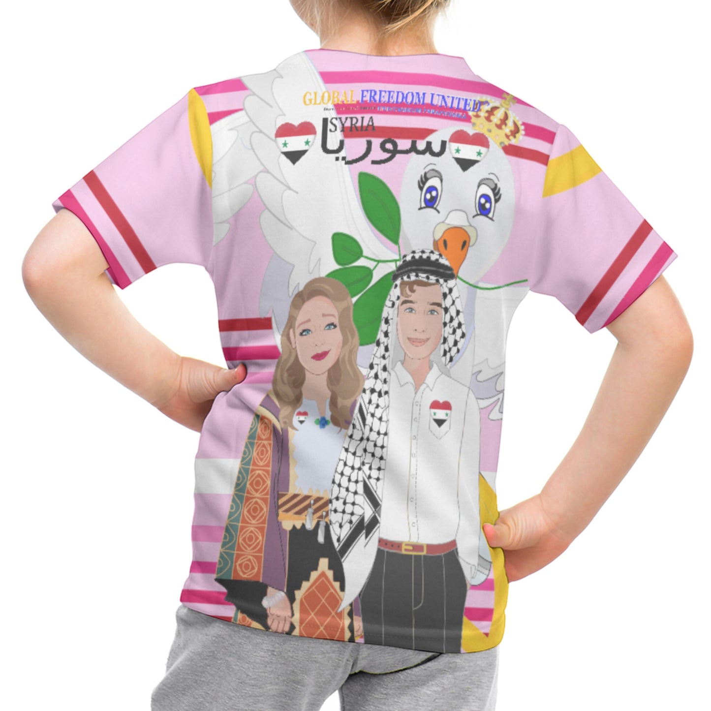 Kid´s T-shirt GLOBAL FREEDOM UNITED© Couple Syria Pink1
