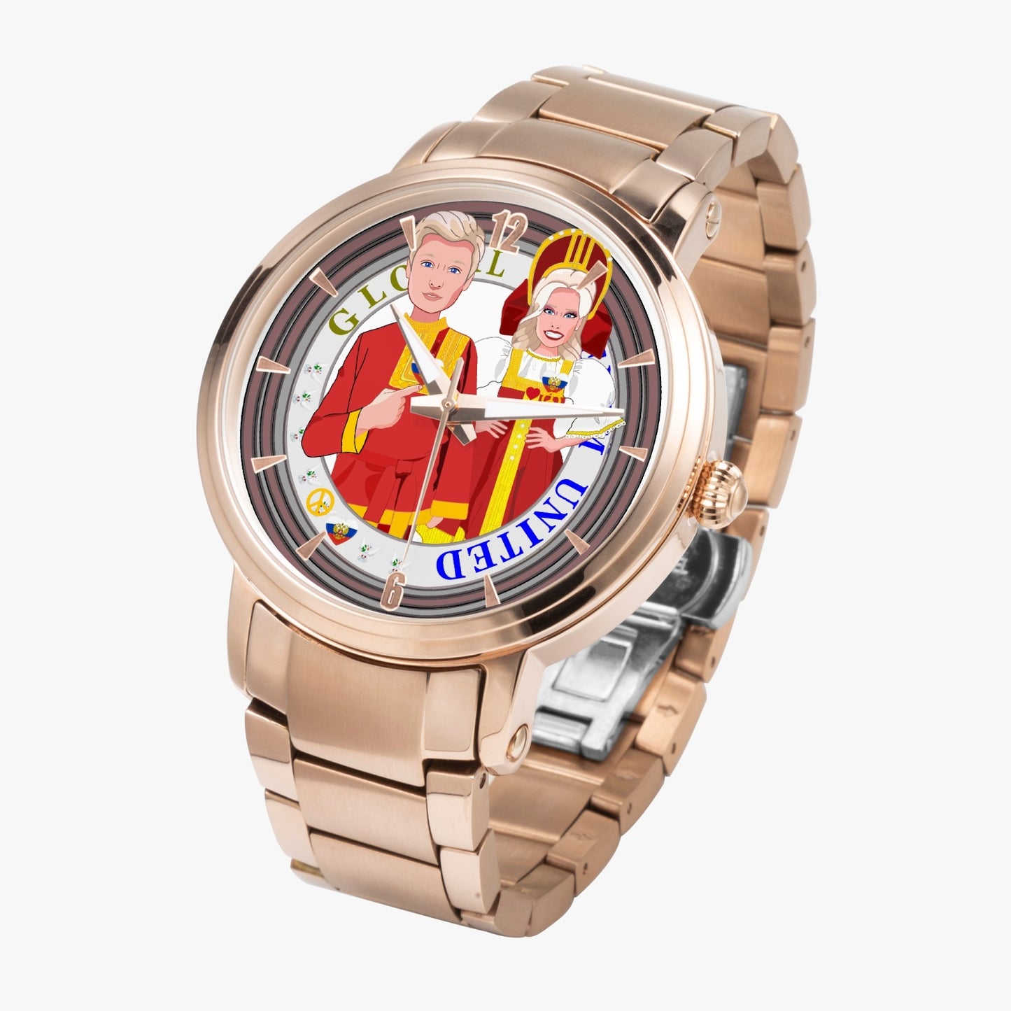 GLOBAL FREEDOM UNITED© Couple Russia New Steel Strap Automatic Watch (With Indicators)