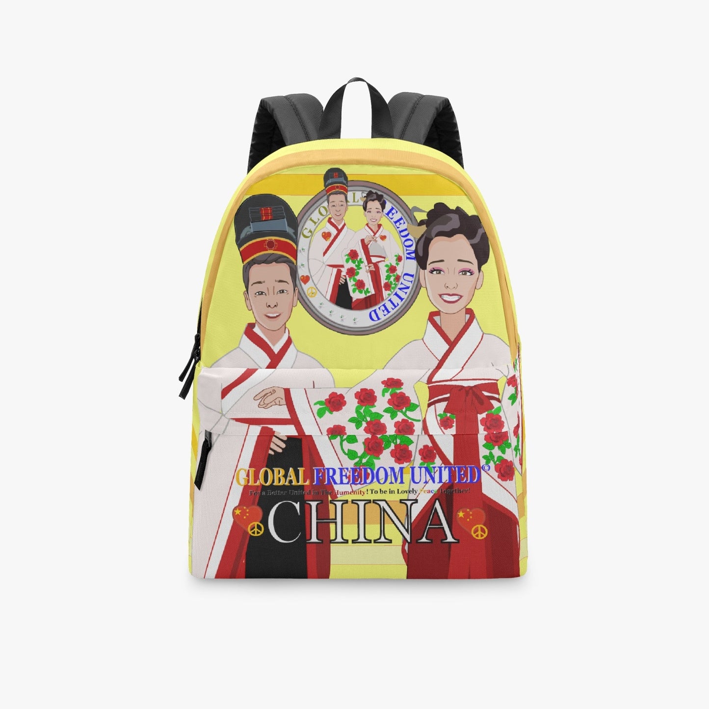 GLOBAL FREEDOM UNITED© Couple China Yellow - All-over-print Canvas Backpack