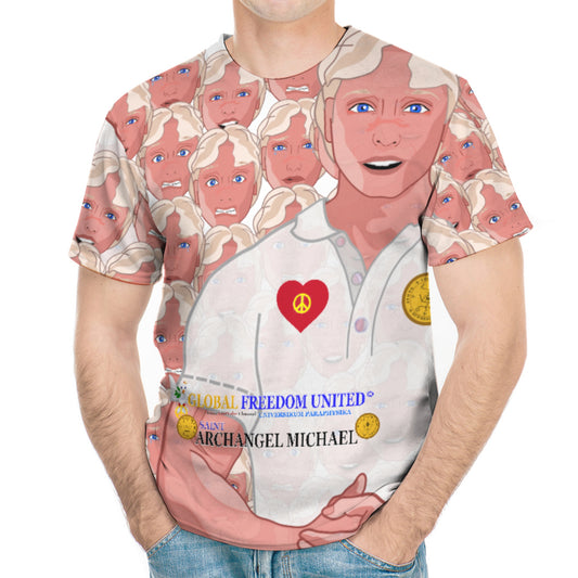 Men´s T-shirt Global Freedom United Archangel Michael Faces English