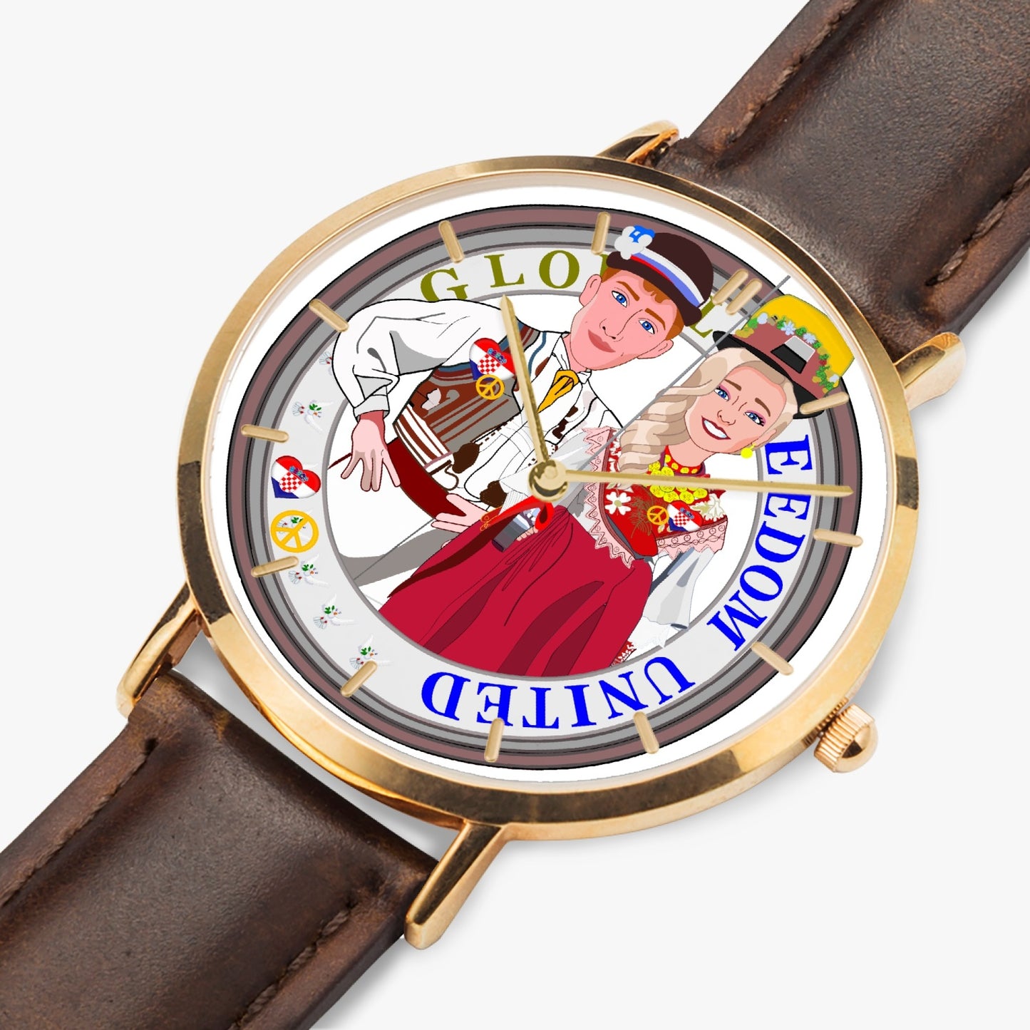 Hot Selling Ultra-Thin Leather Strap Quartz Watch (Rose Gold With Indicators)  GLOBAL FREEDOM UNITED© COUPLE CROATIA