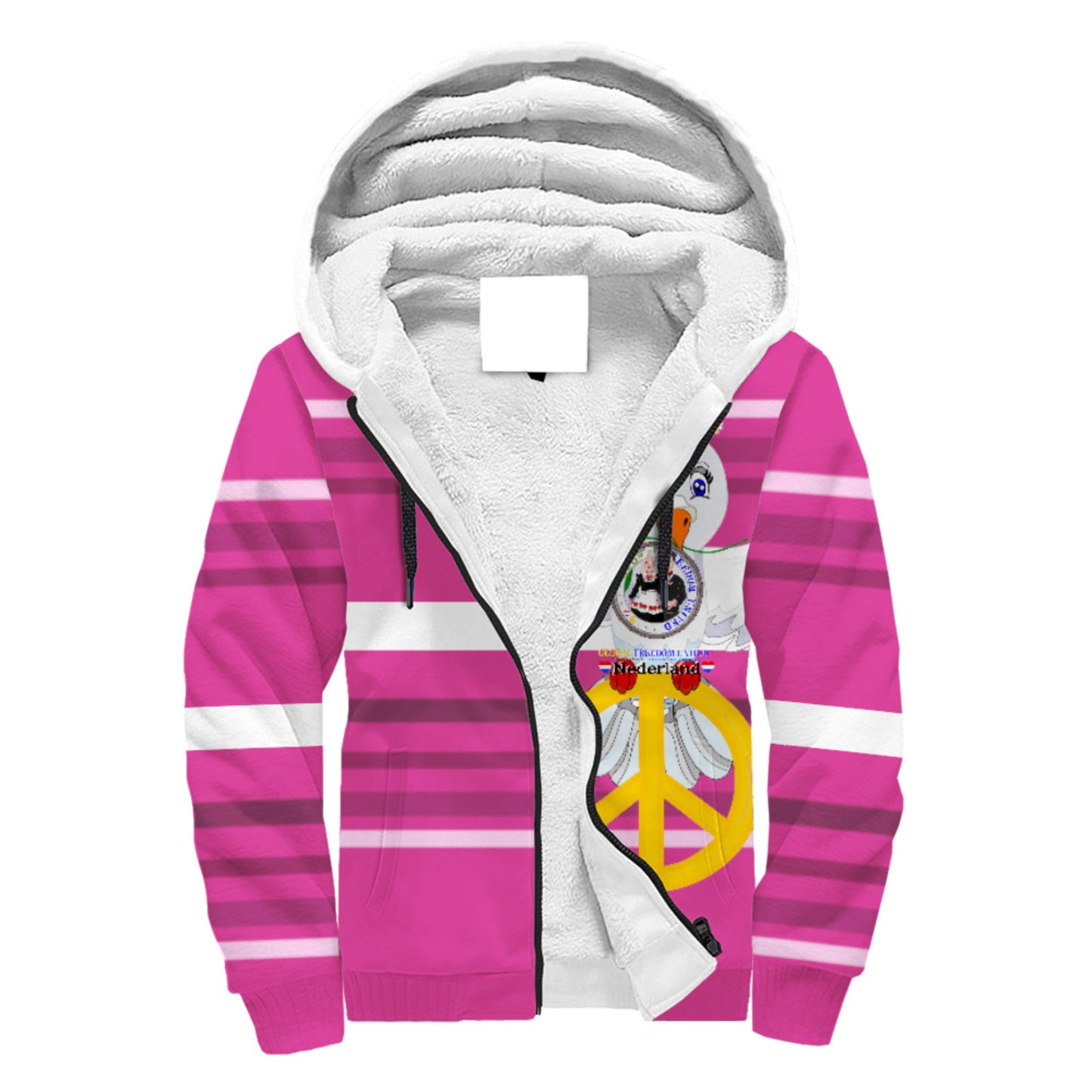 Plush Hoodie GLOBAL FREEDOM UNITED© Couple Nederland Pink 2