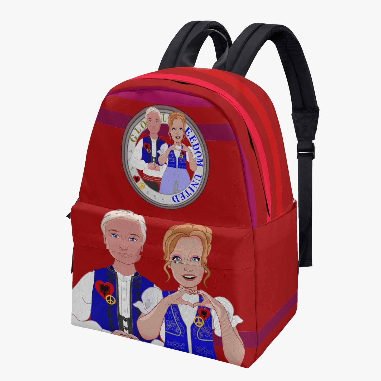 GLOBAL FREEDOM UNITED© Couple Albania Red - All-over-print Canvas Backpack