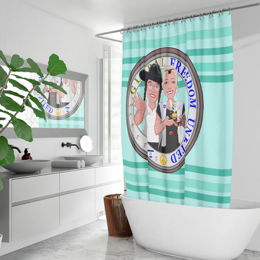 GLOBAL FREEDOM UNITED© Couple Israel Light Green - Quick-drying Shower Curtain