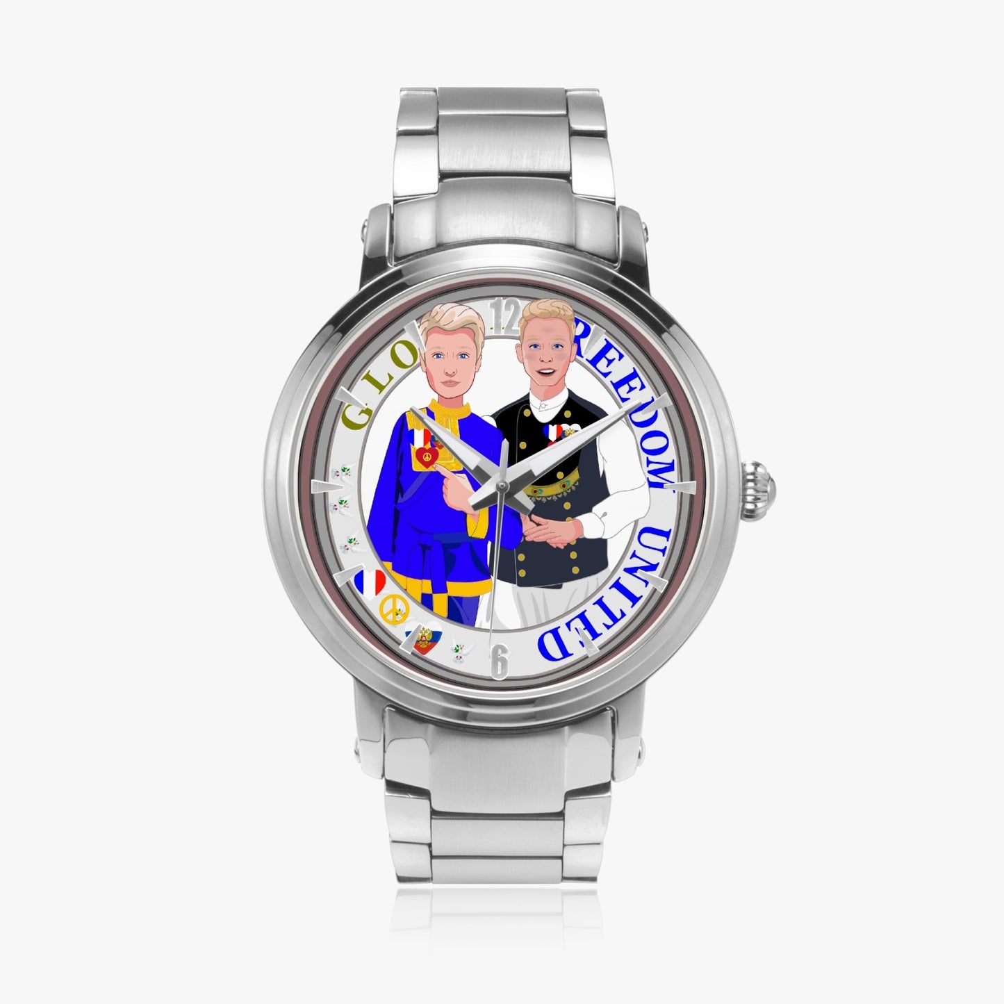 GLOBAL FREEDOM UNITED© New Steel Strap Automatic Watch (With Indicators) Men Russia & French V1