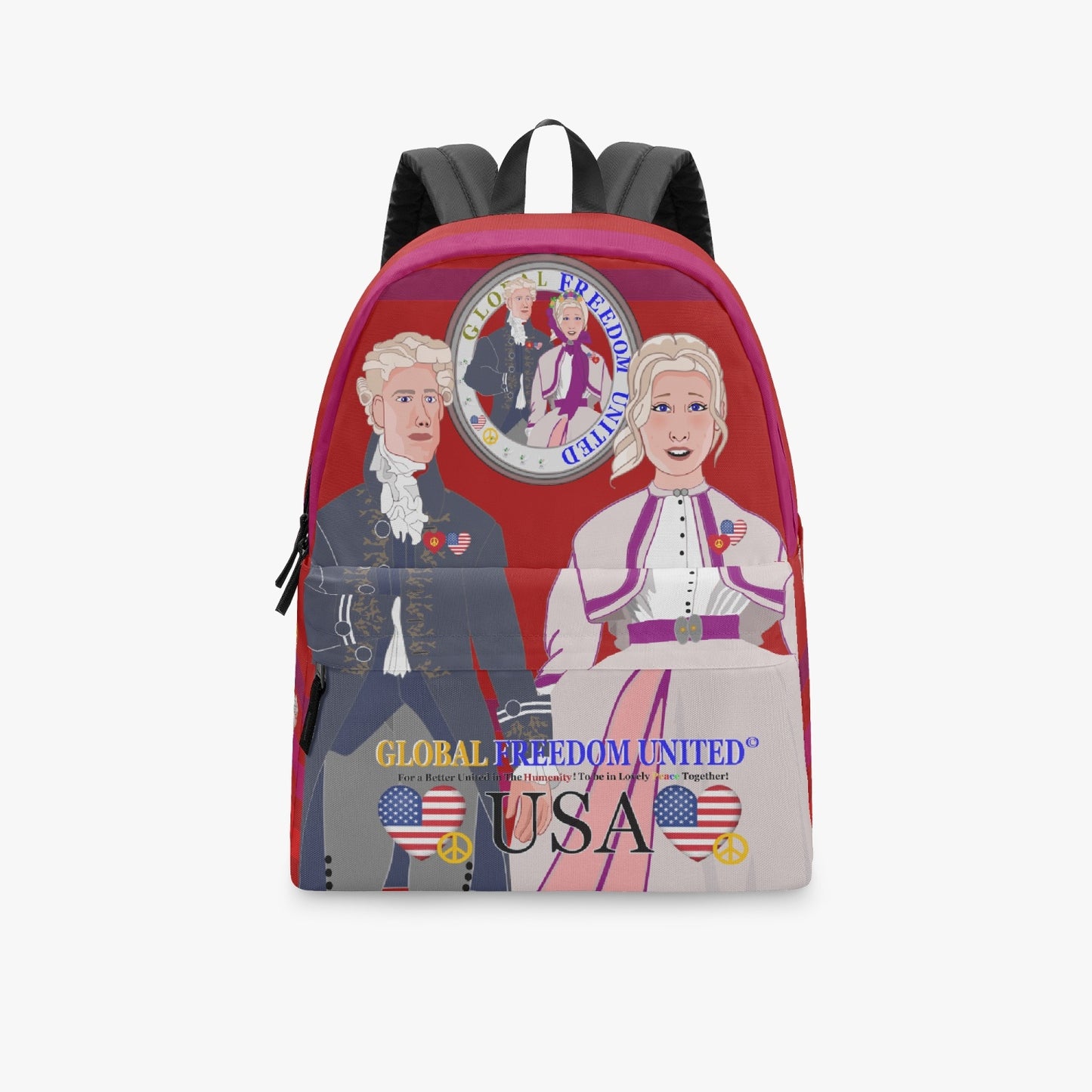 GLOBAL FREEDOM UNITED© Couple USA Georg Washington Red - All-over-print Canvas Backpack