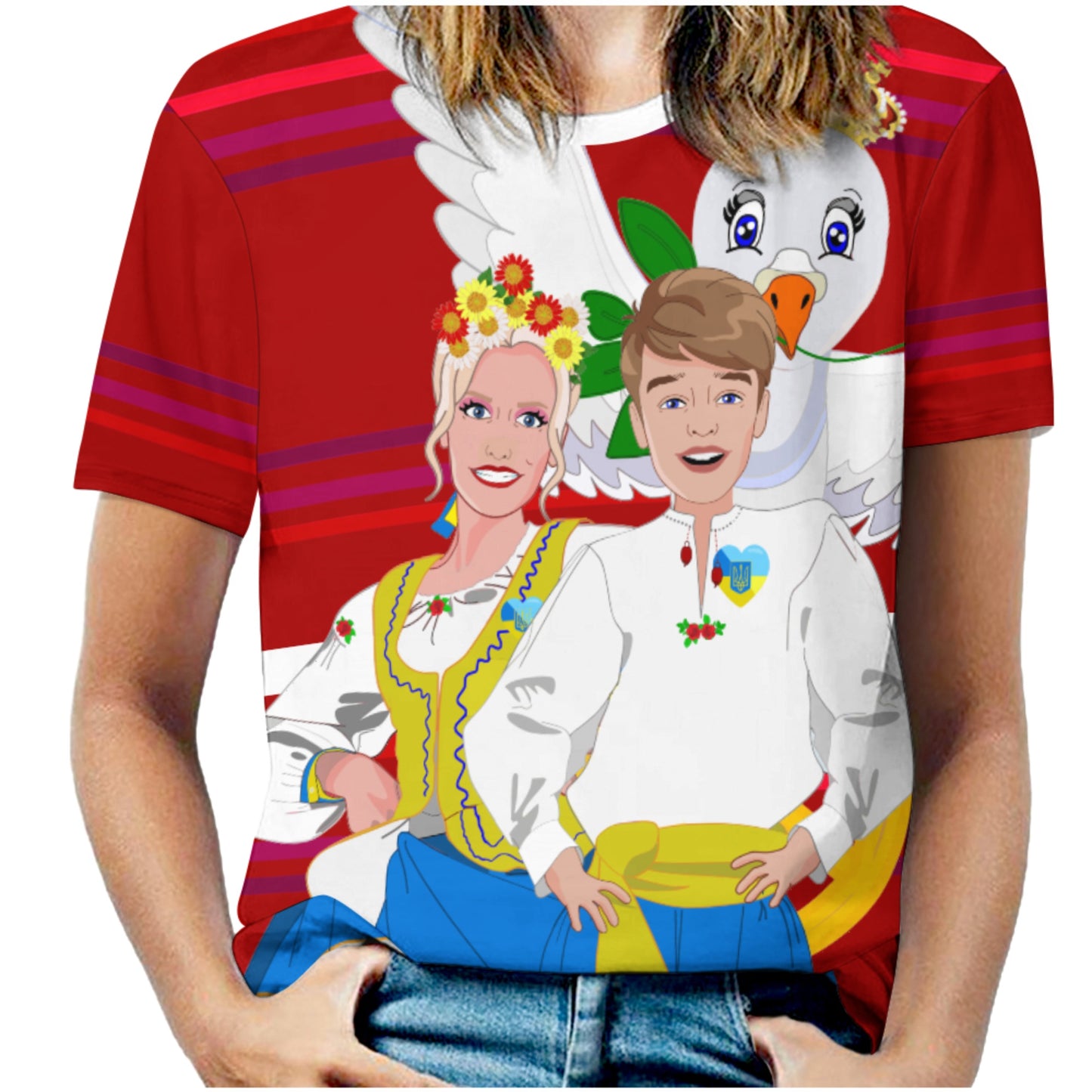 Women´s T-shirt GLOBAL FREEDOM UNITED© Couple Ukrain Red