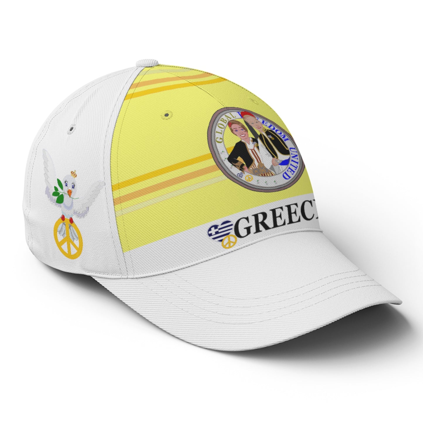 Basketball Cap GLOBAL FREEDOM UNITED© Couple Greece Yellow