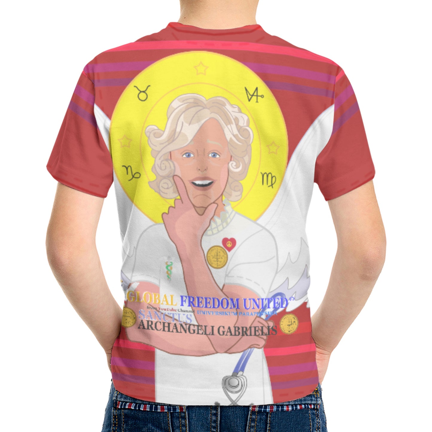 Kid´s T-shirt 2 GLOBAL FREEDOM UNITED©  Archangel Gabriel Latin Red
