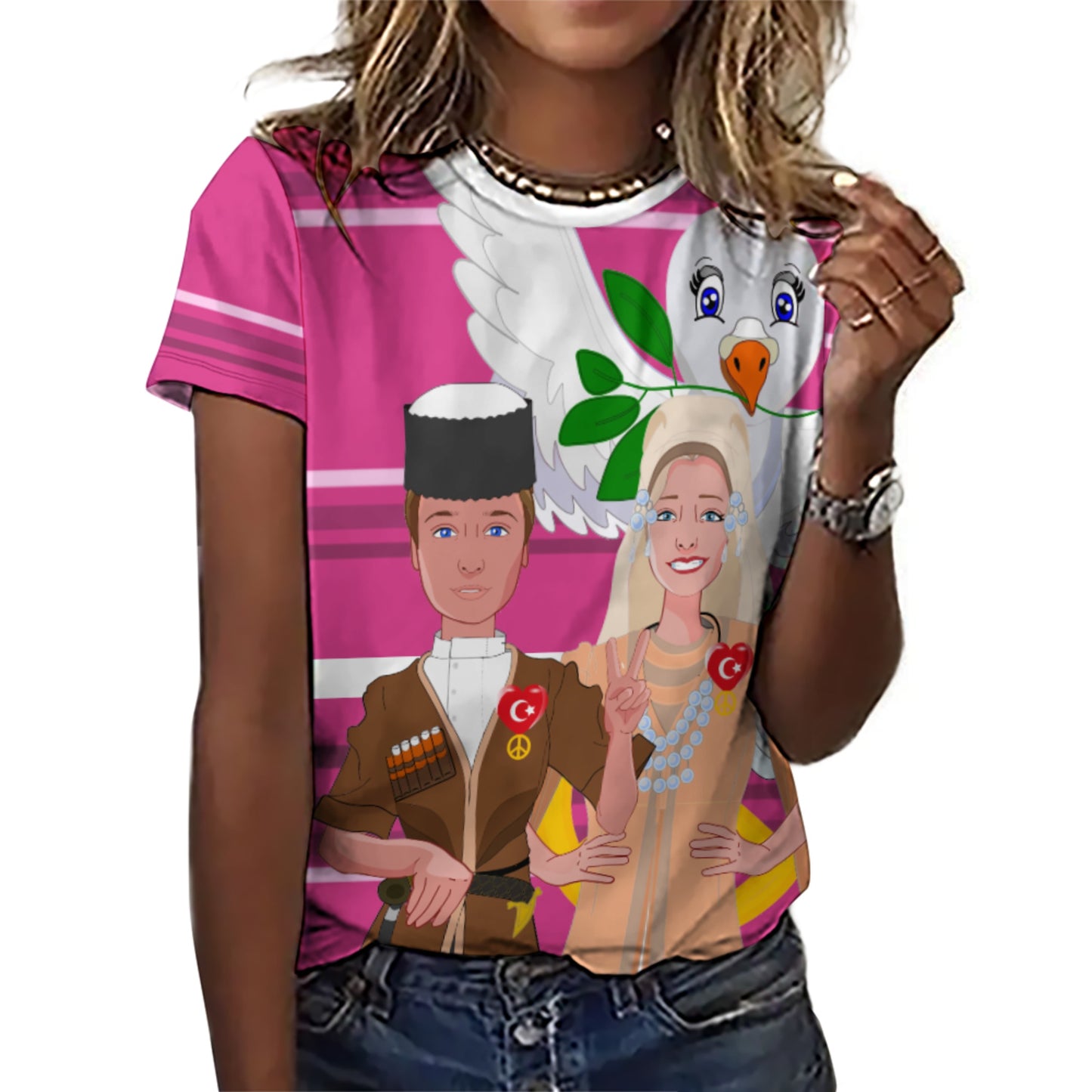 Women´s T-shirt GLOBAL FREEDOM UNITED© Couple Turkey Pink2