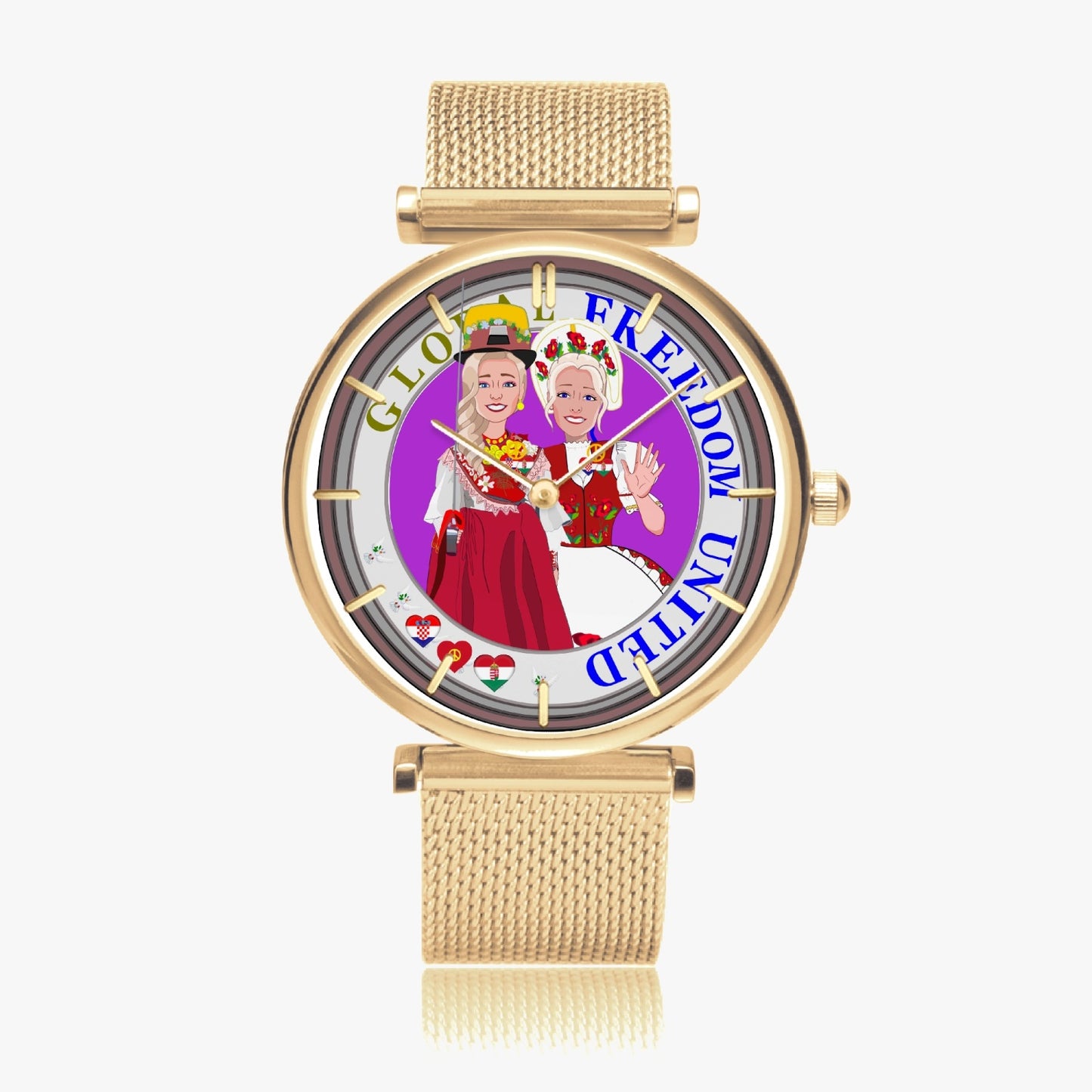 GLOBAL FREEDOM UNITED© New Stylish Ultra-Thin Quartz Watch (With Indicators) Women Croatia & Hungary