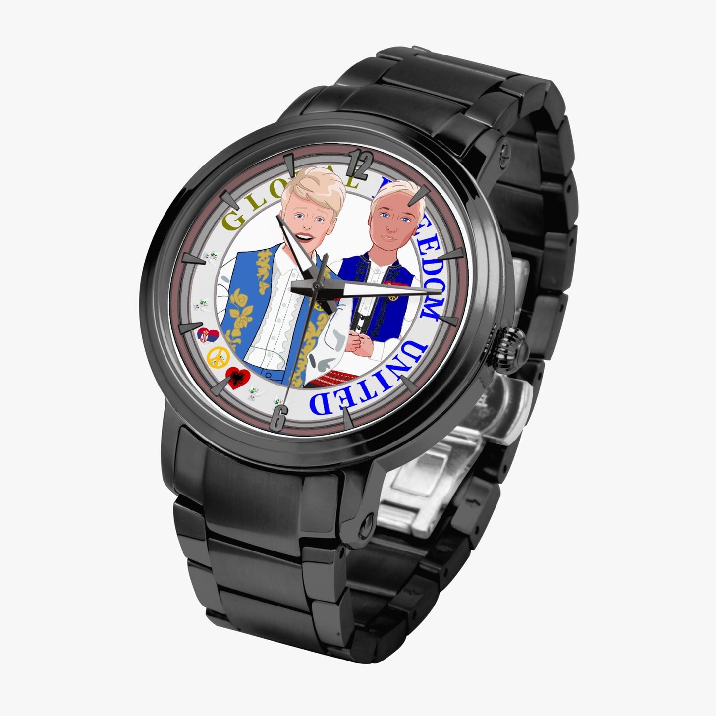 GLOBAL FREEDOM UNITED© New Steel Strap Automatic Watch (With Indicators) Men Albania & Serbia