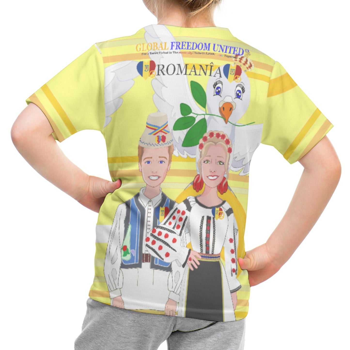 Kid´s T-shirt GLOBAL FREEDOM UNITED© Couple Romania Yellow