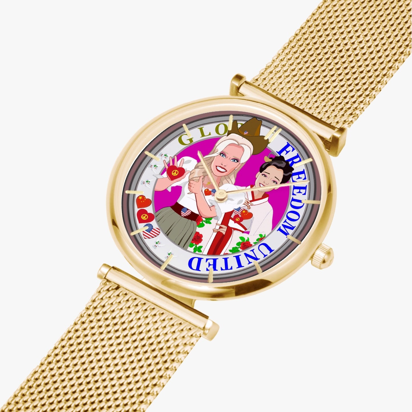 GLOBAL FREEDOM UNITED© New Stylish Ultra-Thin Quartz Watch (With Indicators) Women China & USA