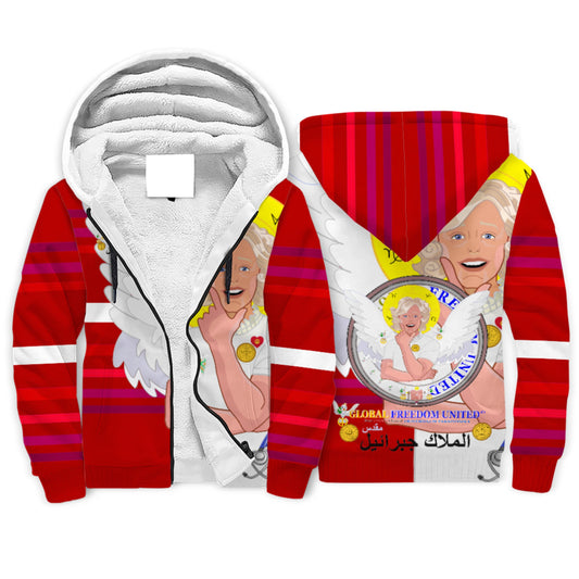 Plush Hoodie GLOBAL FREEDOM UNITED© Archangel Gabriel Arabic Red
