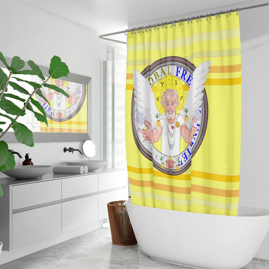 Quick-drying Shower Curtain GLOBAL FREEDOM UNITED© Archangel Uriel Yellow