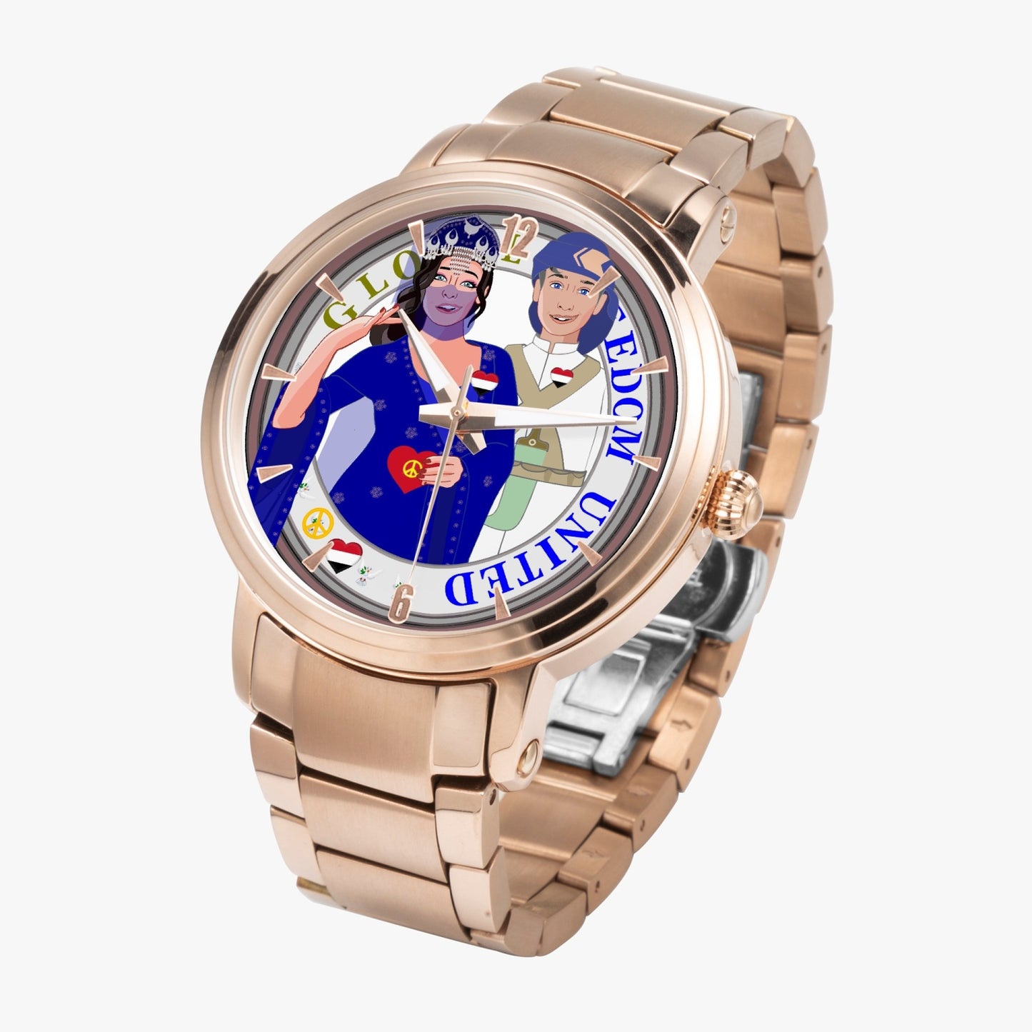 GLOBAL FREEDOM UNITED© Couple Yemen New Steel Strap Automatic Watch (With Indicators)