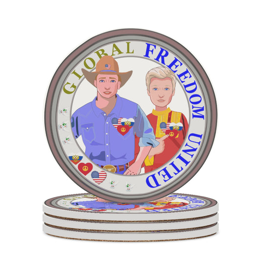 Ceramic Coasters GLOBAL FREEDOM UNITED© Men Russia & USA