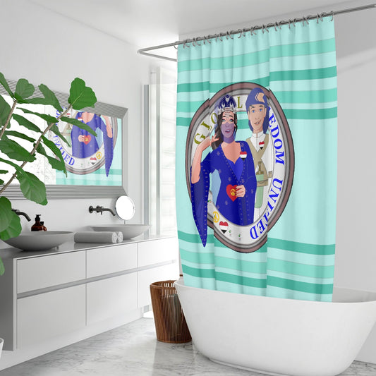 GLOBAL FREEDOM UNITED© Couple Yemen Light Green - Quick-drying Shower Curtain