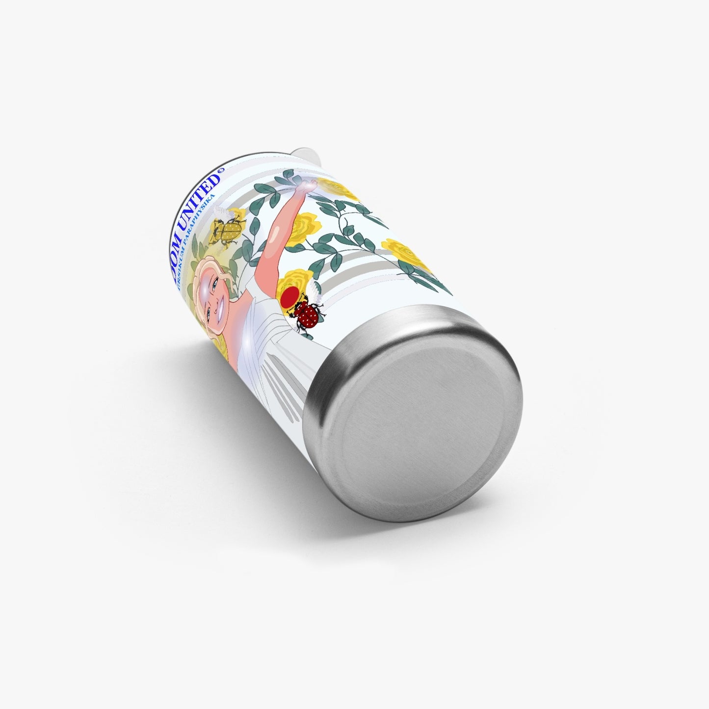 Tumbler GLOBAL FREEDOM UNITED© UNIVERSIKUM PARAPHYSIKA SPIRITUEL Yellow ROSES with Skarabeus Beetle