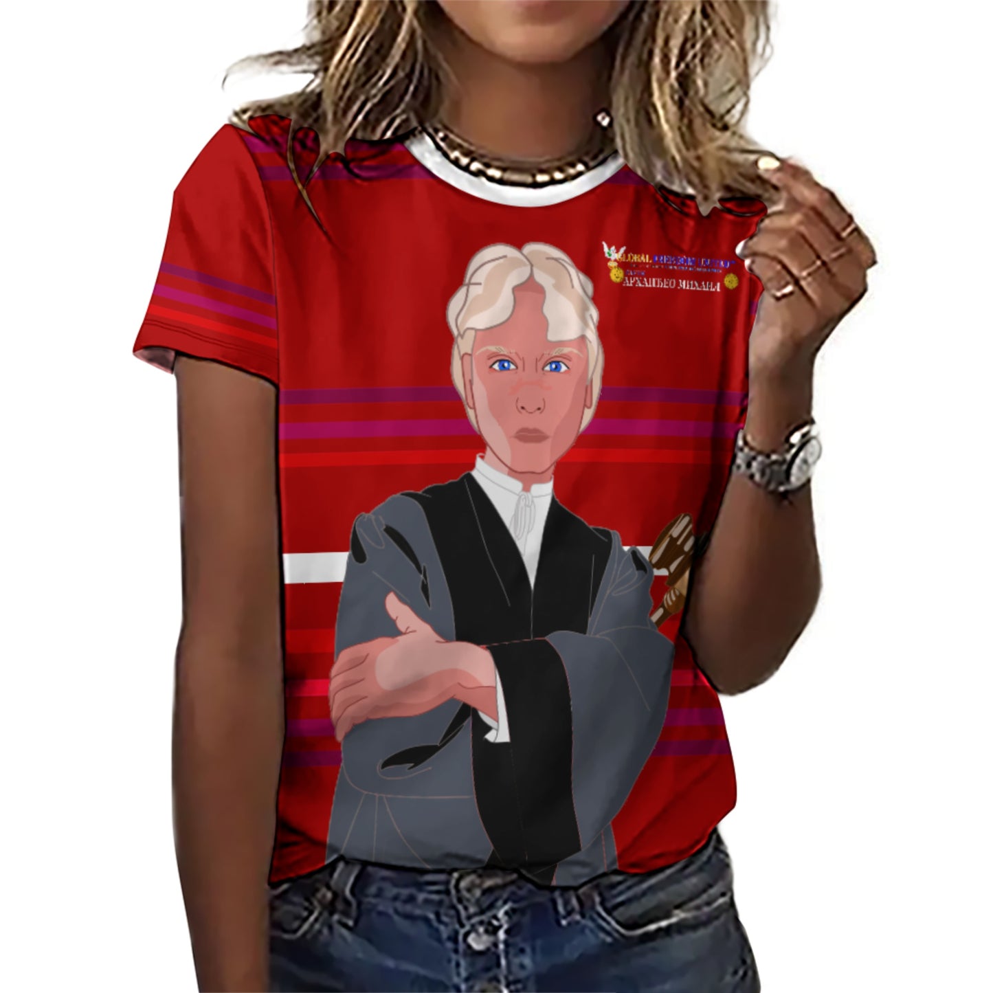 Women´s T-shirt  GLOBAL FREEDOM UNITED© Archangel Michael Serbia V5 Red