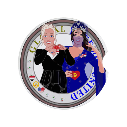 Ceramic Car Coaster GLOBAL FREEDOM UNITED© Women Yemen & USA