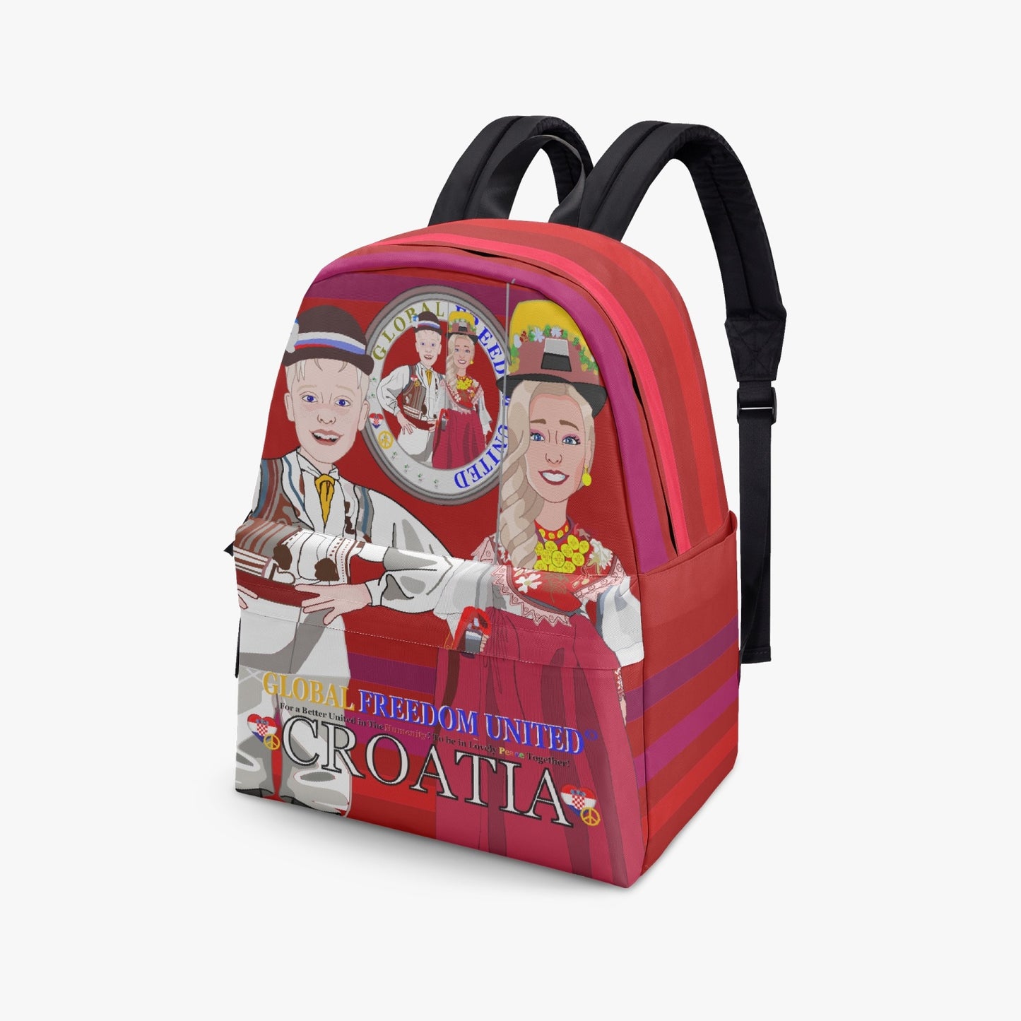 GLOBAL FREEDOM UNITED© COUPLE CROATIA Red - All-over-print Canvas Backpack