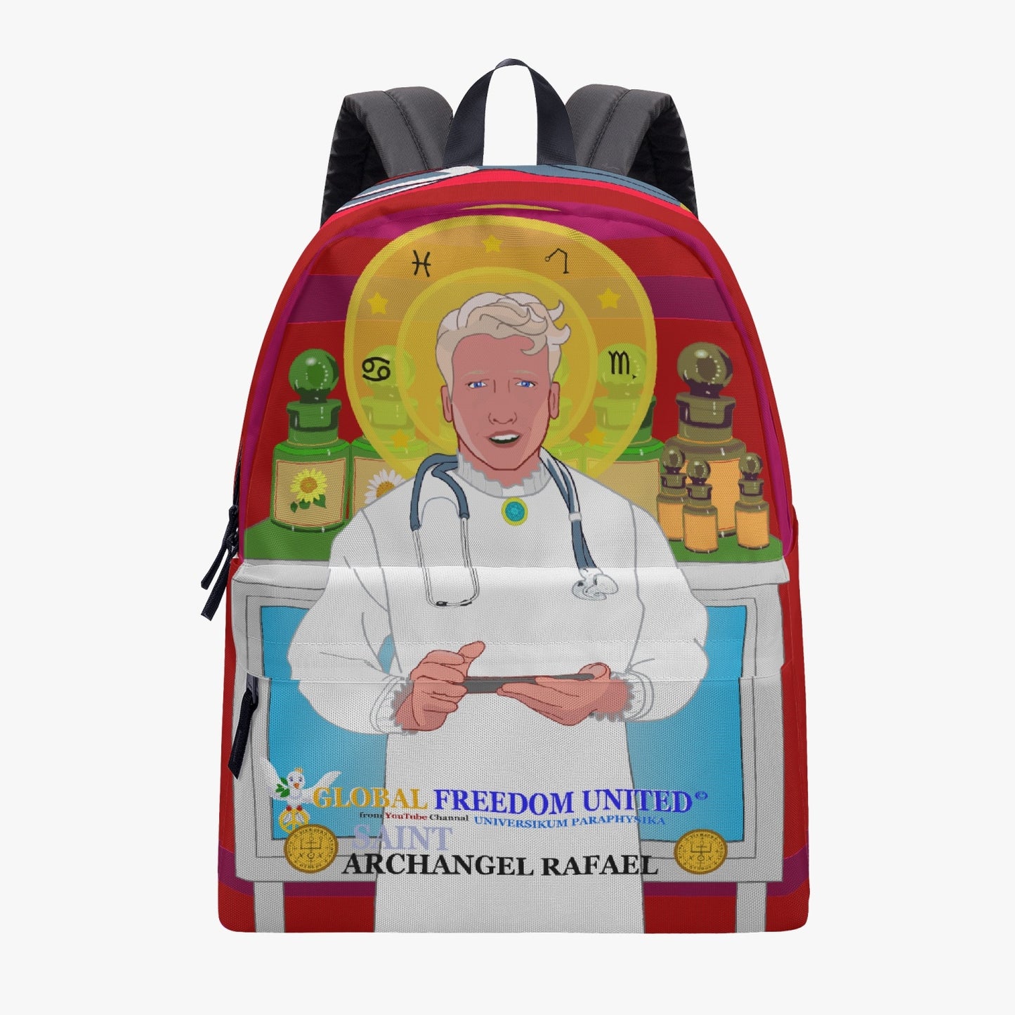 GLOBAL FREEDOM UNITED© Archangel Rafael as Doc English Red - All-over-print Canvas Backpack