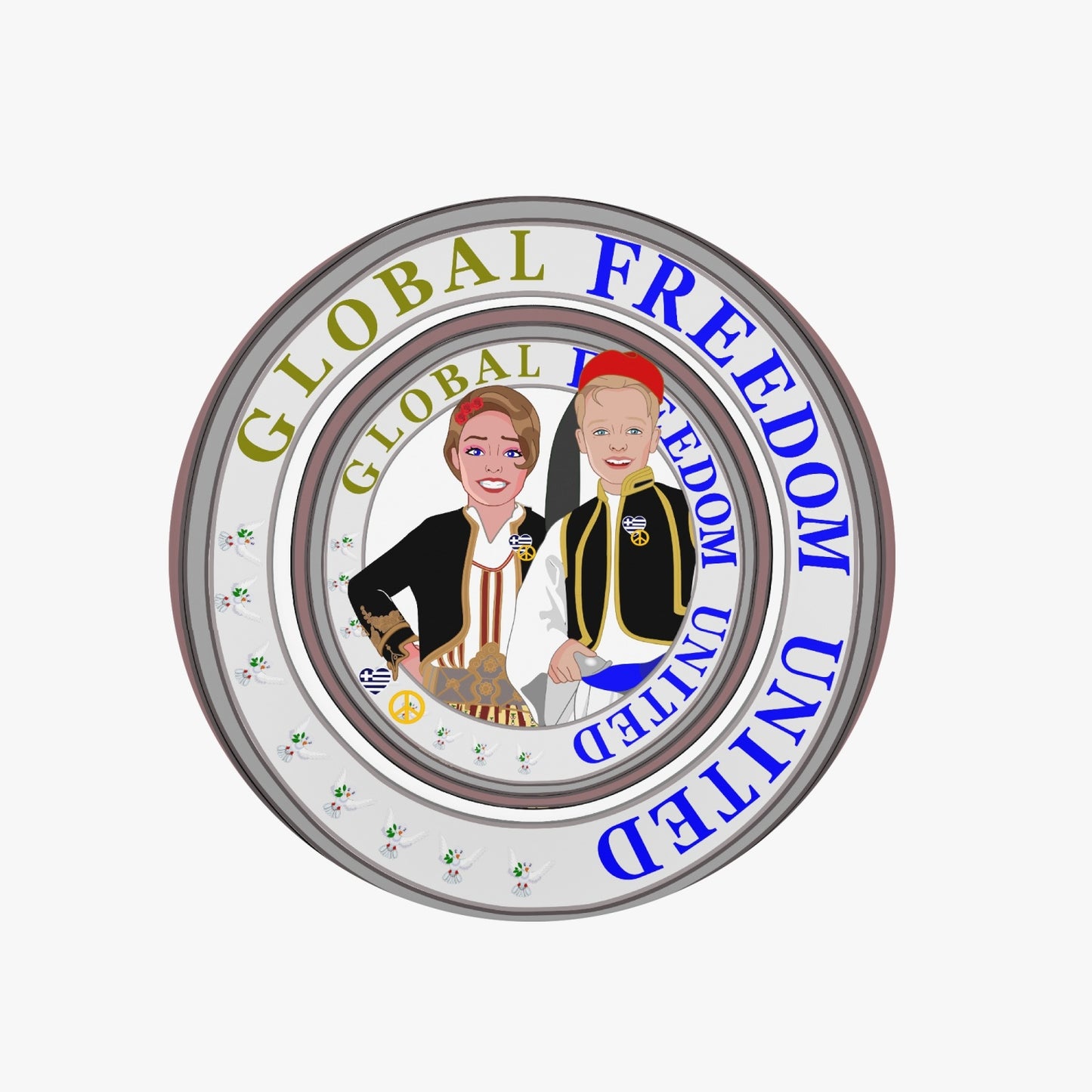 GLOBAL FREEDOM UNITED© Couple Greece Magnetic Collapsible Grip And Stand