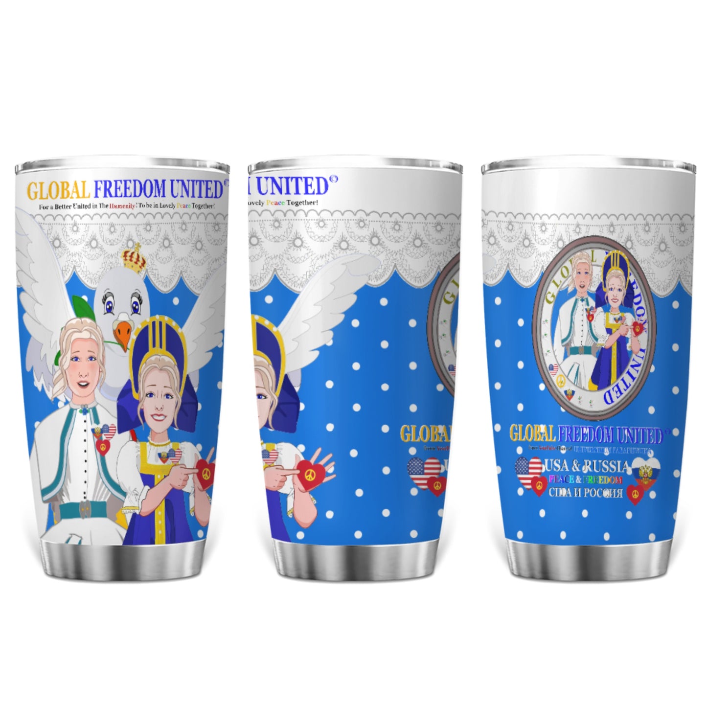 Tumbler GLOBAL FREEDOM UNITED© Women Russia & USA Blue