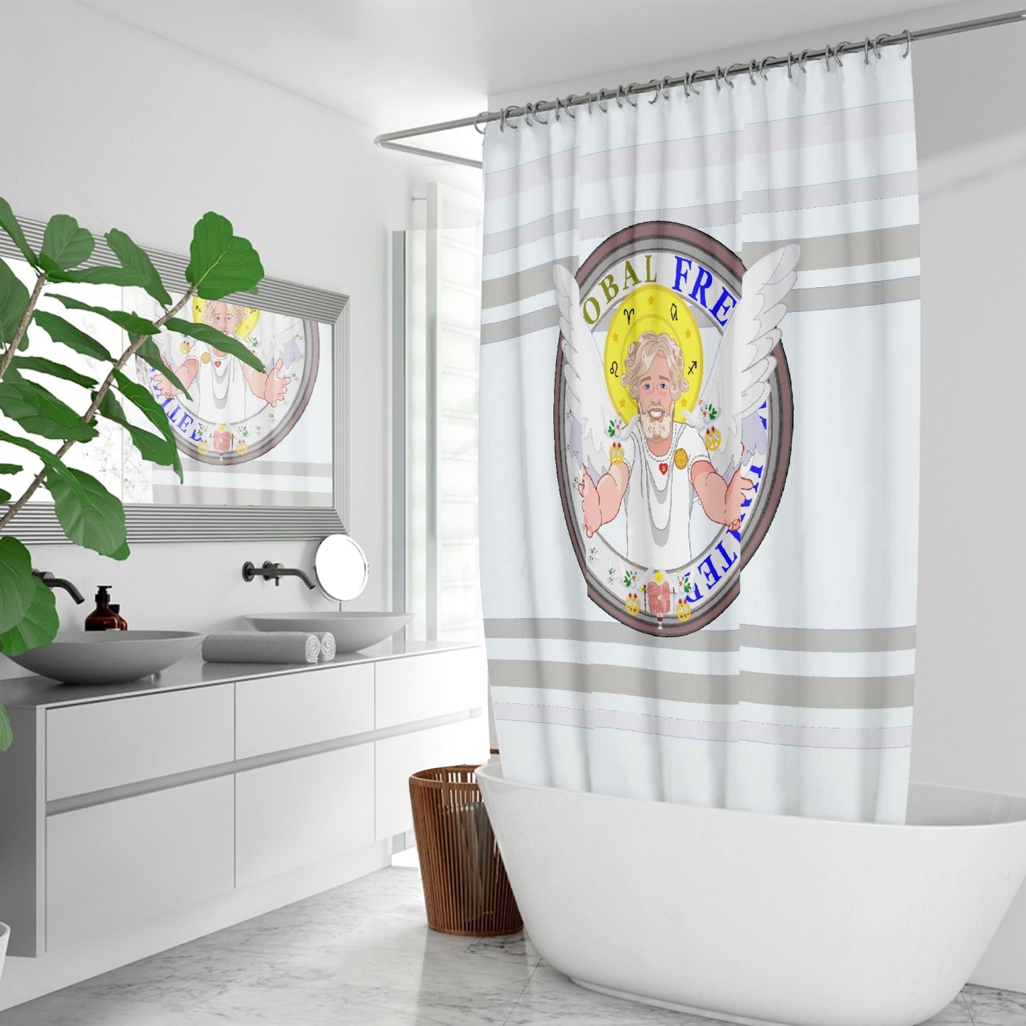Quick-drying Shower Curtain GLOBAL FREEDOM UNITED© Archangel Uriel Wight
