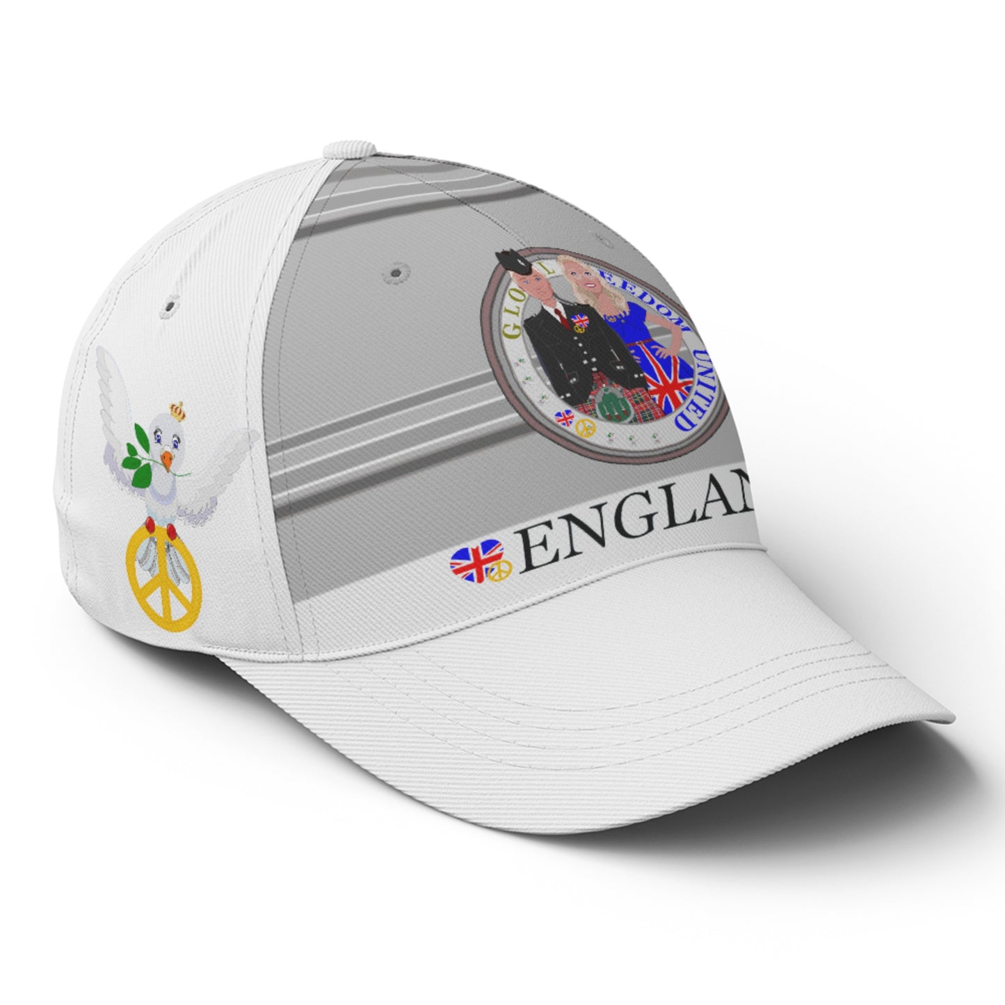 Basketball Cap GLOBAL FREEDOM UNITED© Couple England Grey